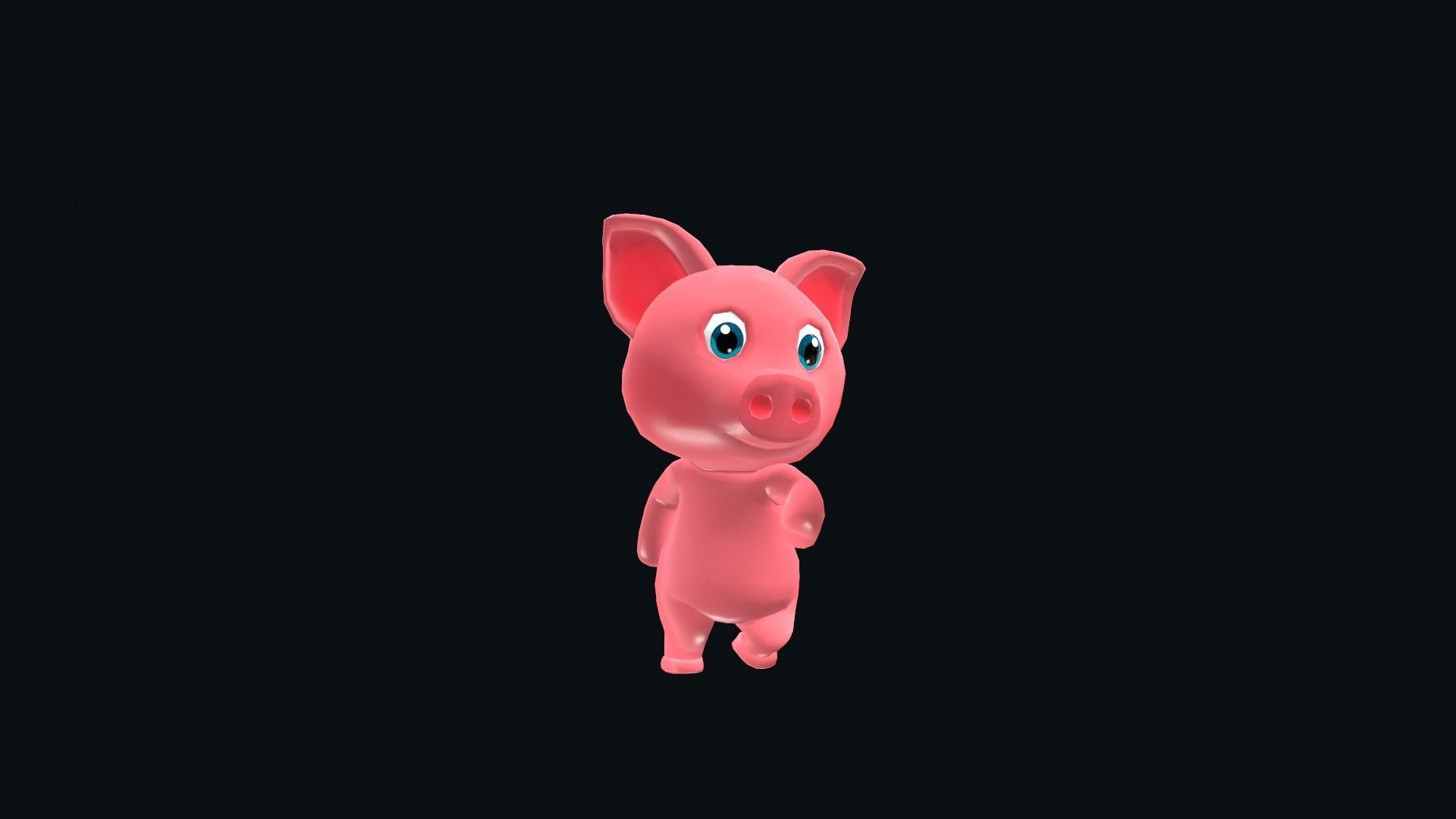 Cartoon Pig Animated Low-poly 3D model_2