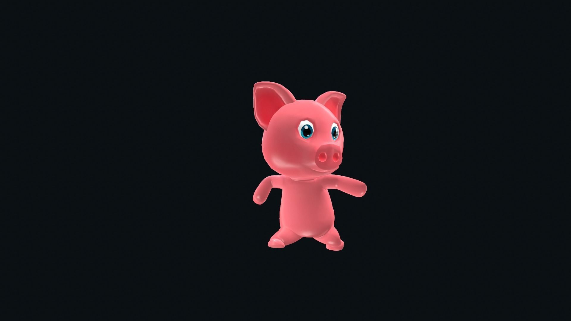 Cartoon Pig Animated Low-poly 3D model_3