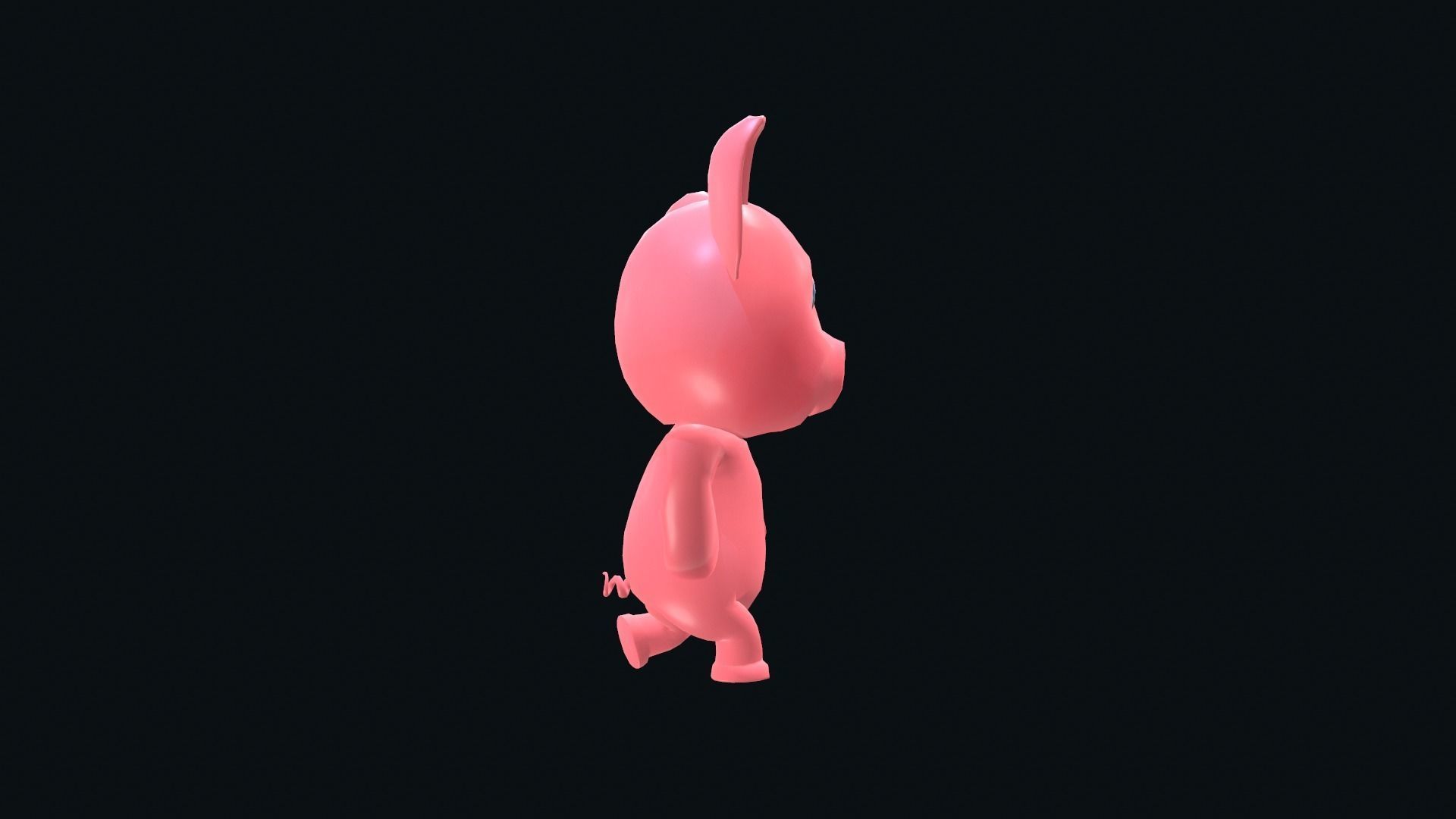 Cartoon Pig Animated Low-poly 3D model_4