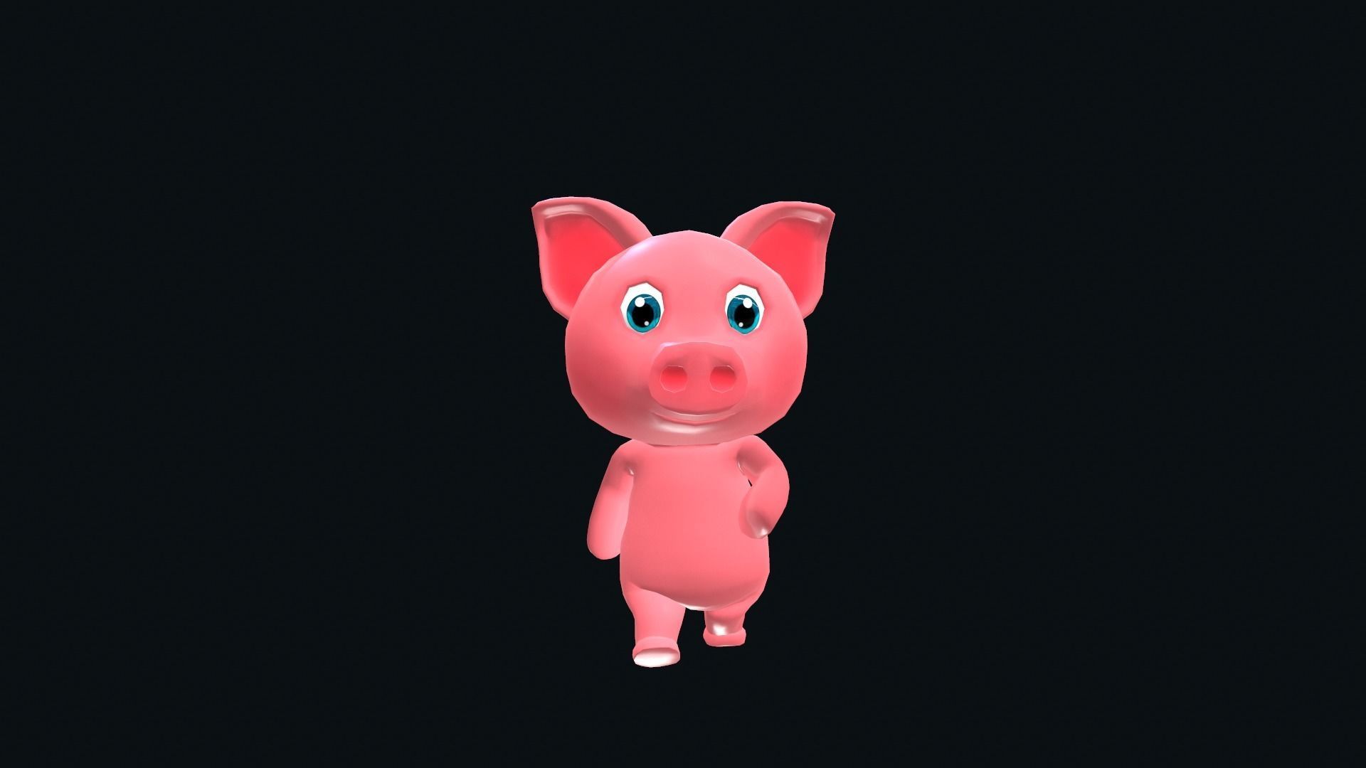 Cartoon Pig Animated Low-poly 3D model_6
