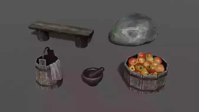 Medieval props game assets