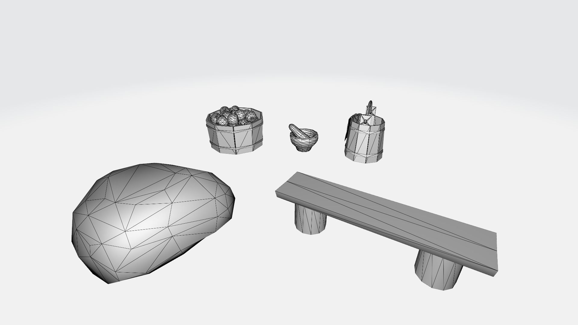 Medieval props game assets Low-poly 3D model_6