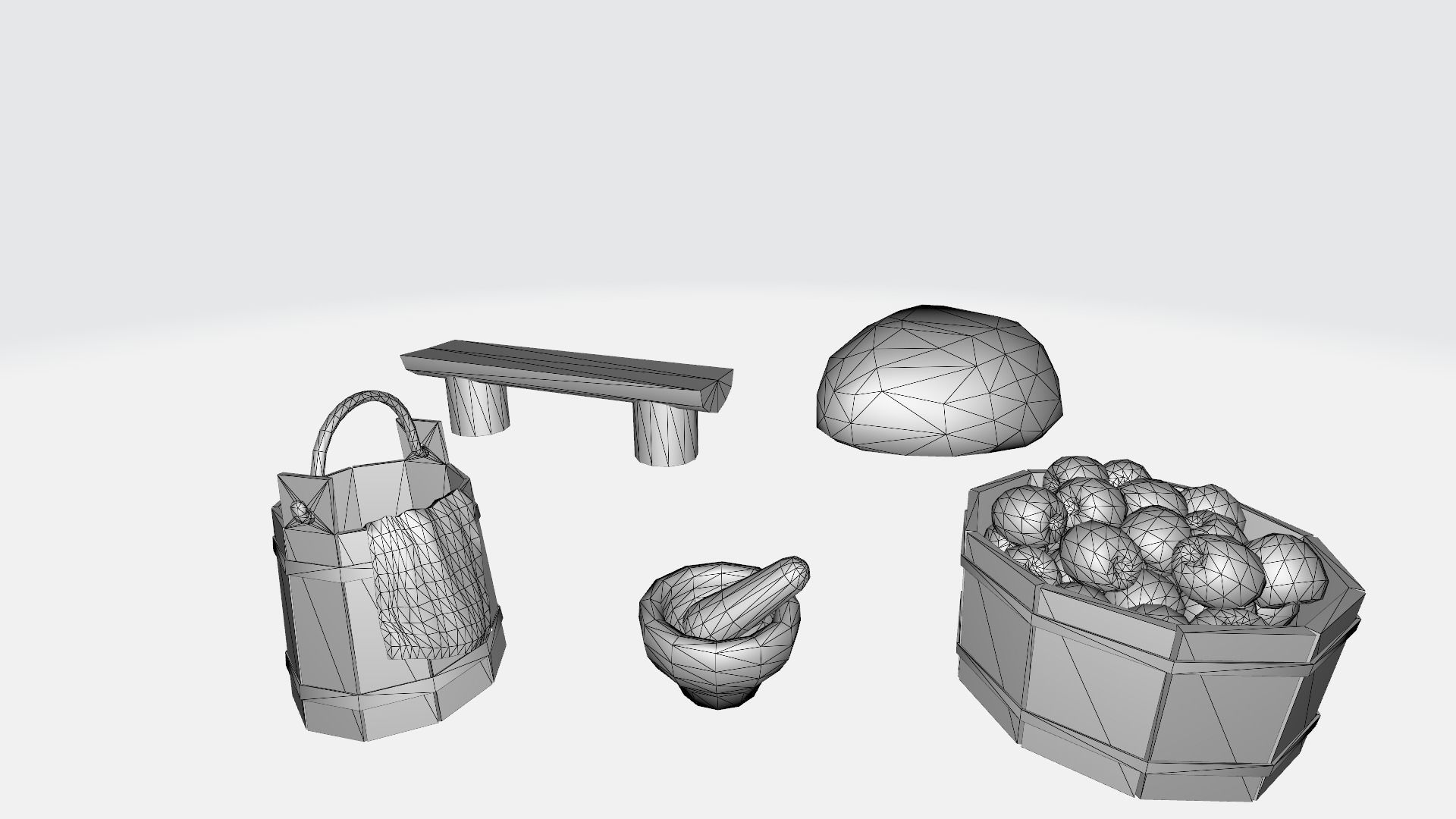 Medieval props game assets Low-poly 3D model_7