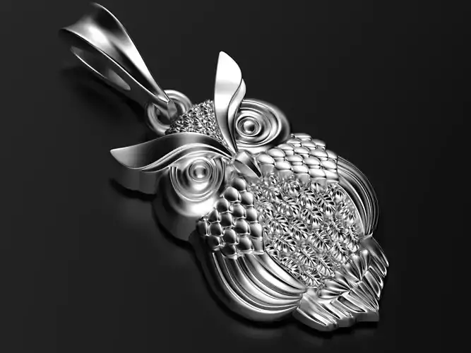 Fluffy owl pendant 3D print model