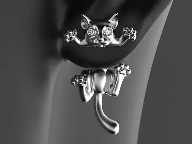 Very angry cat earring 3D print model