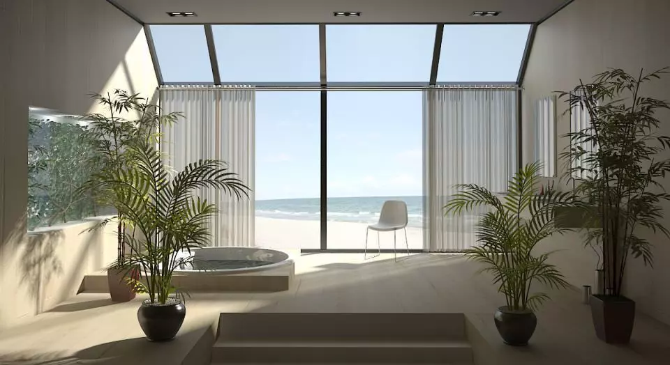 Jacuzzi Room With Flowes And Sea View 3D model