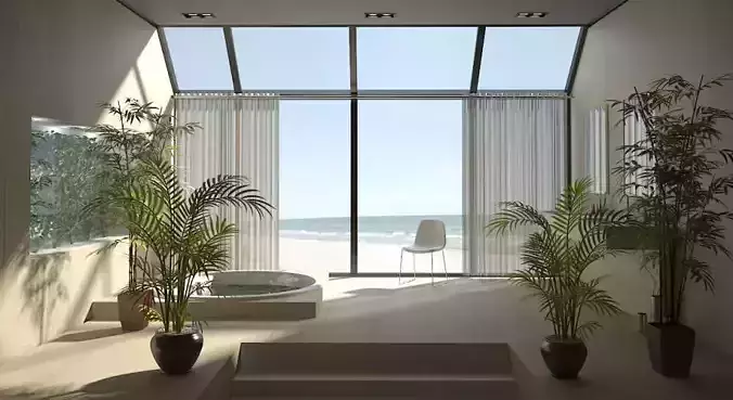 Jacuzzi Room With Flowes And Sea View