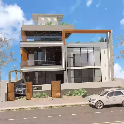 exterior design of duplex plan 3D model