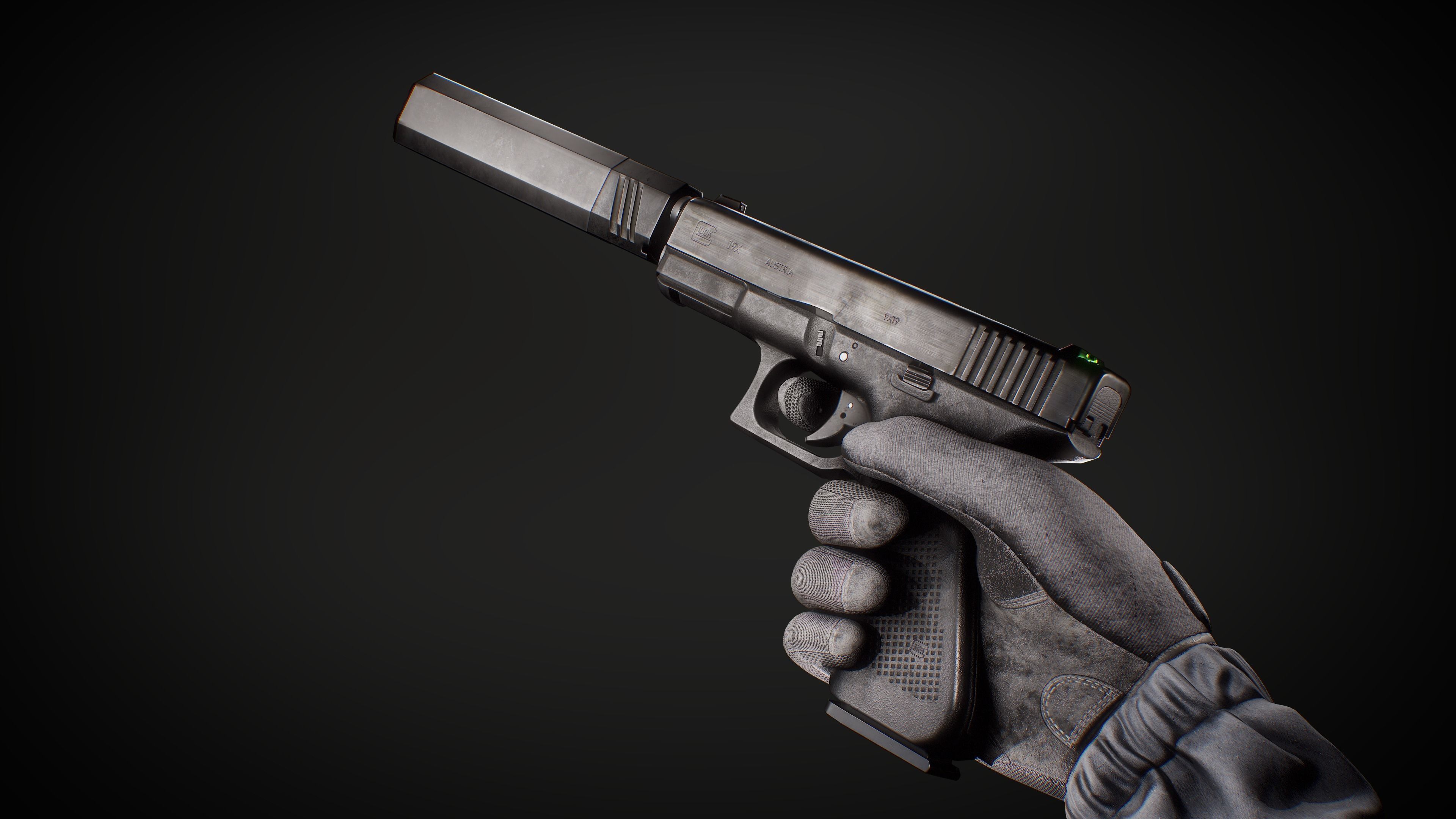Glock 17 and 19x - Handguns Low-poly 3D model_8