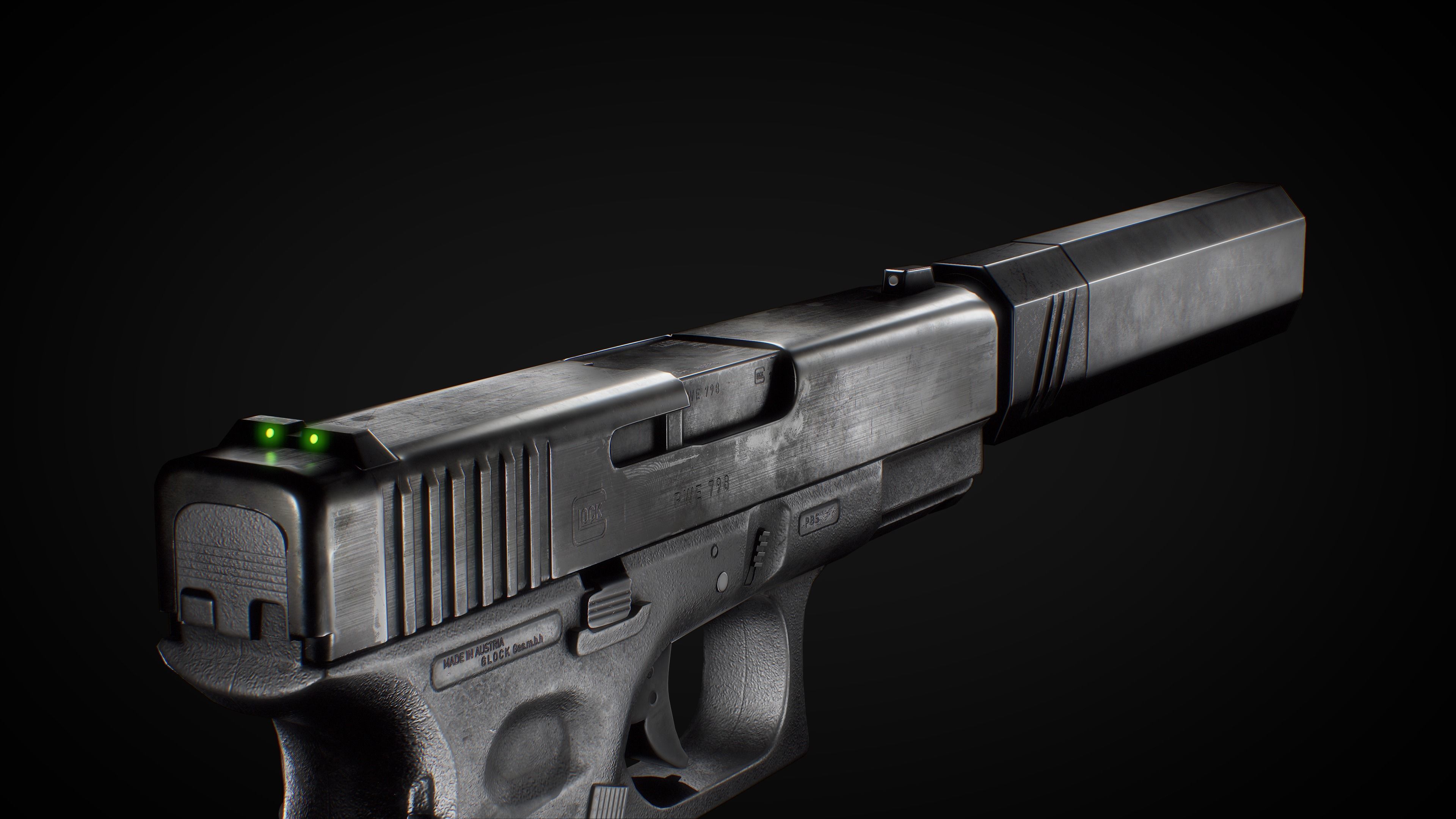 Glock 17 and 19x - Handguns Low-poly 3D model_5