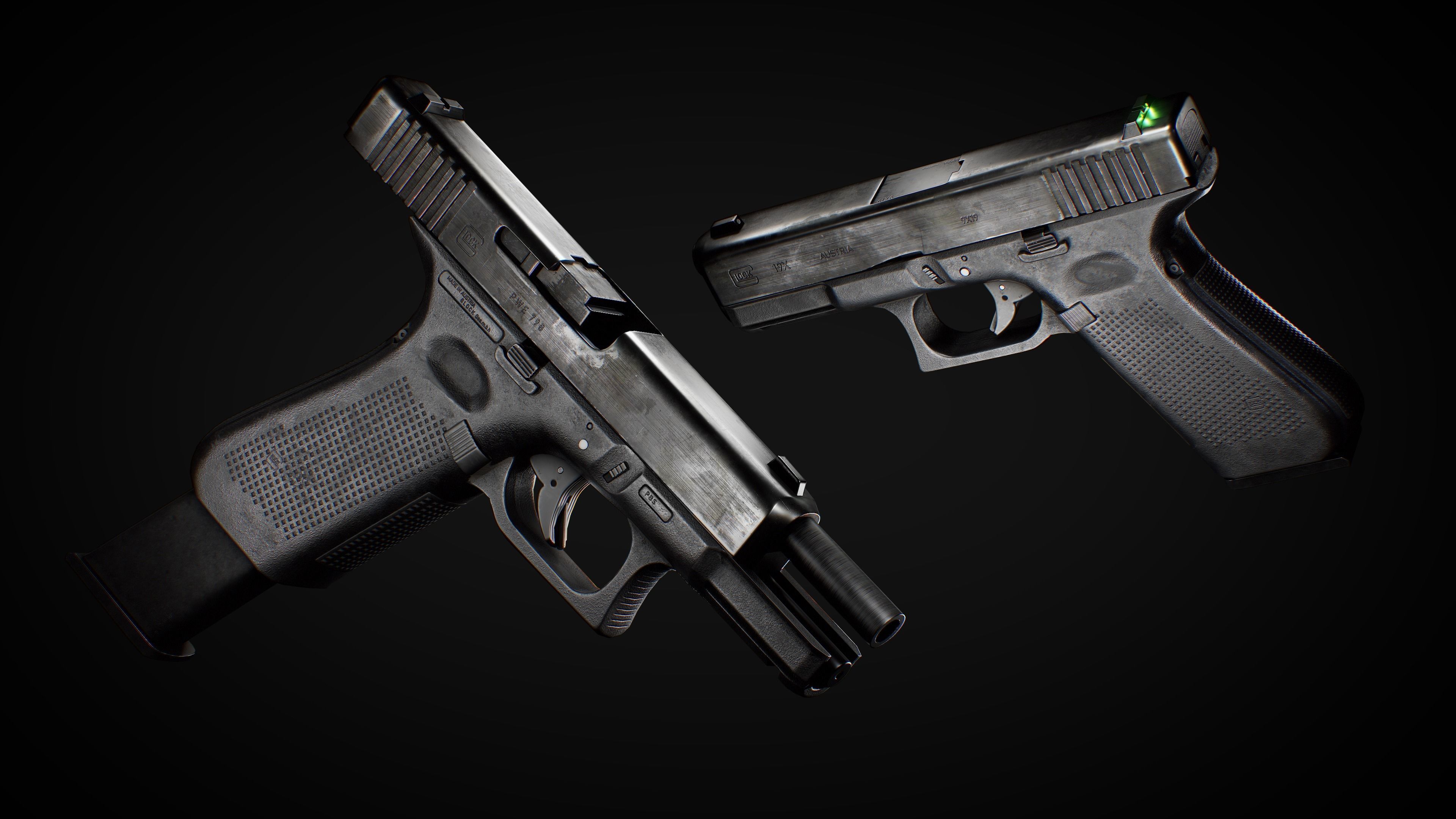 Glock 17 and 19x - Handguns Low-poly 3D model_6