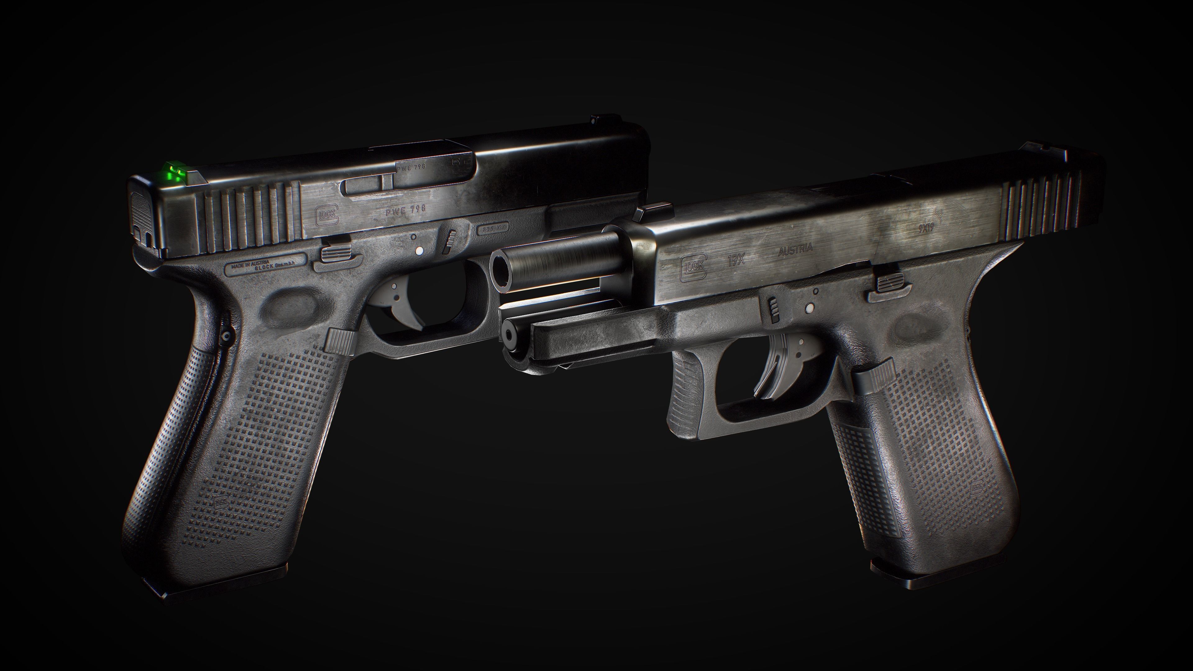 Glock 17 and 19x - Handguns Low-poly 3D model_4