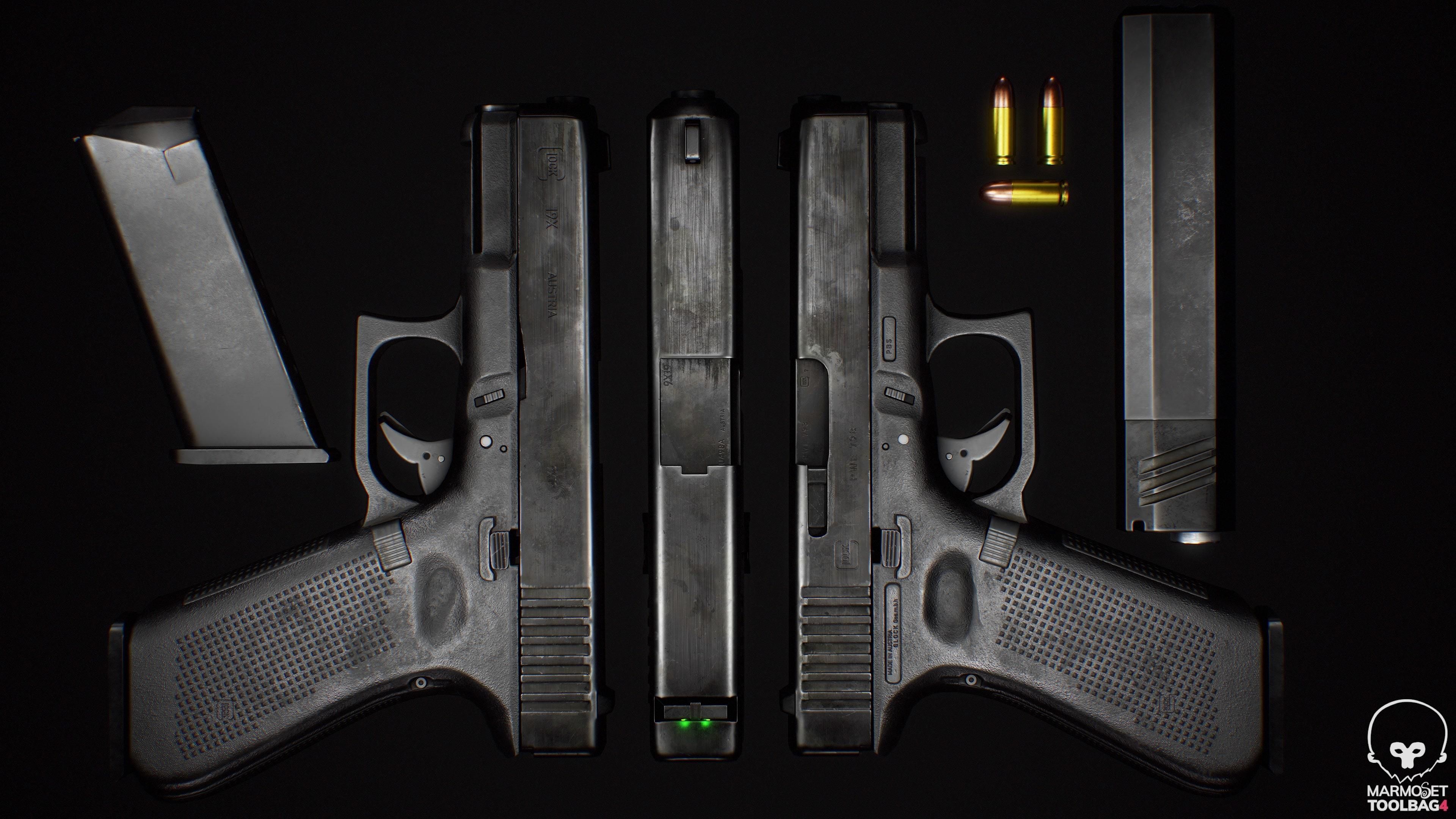 Glock 17 and 19x - Handguns Low-poly 3D model_7