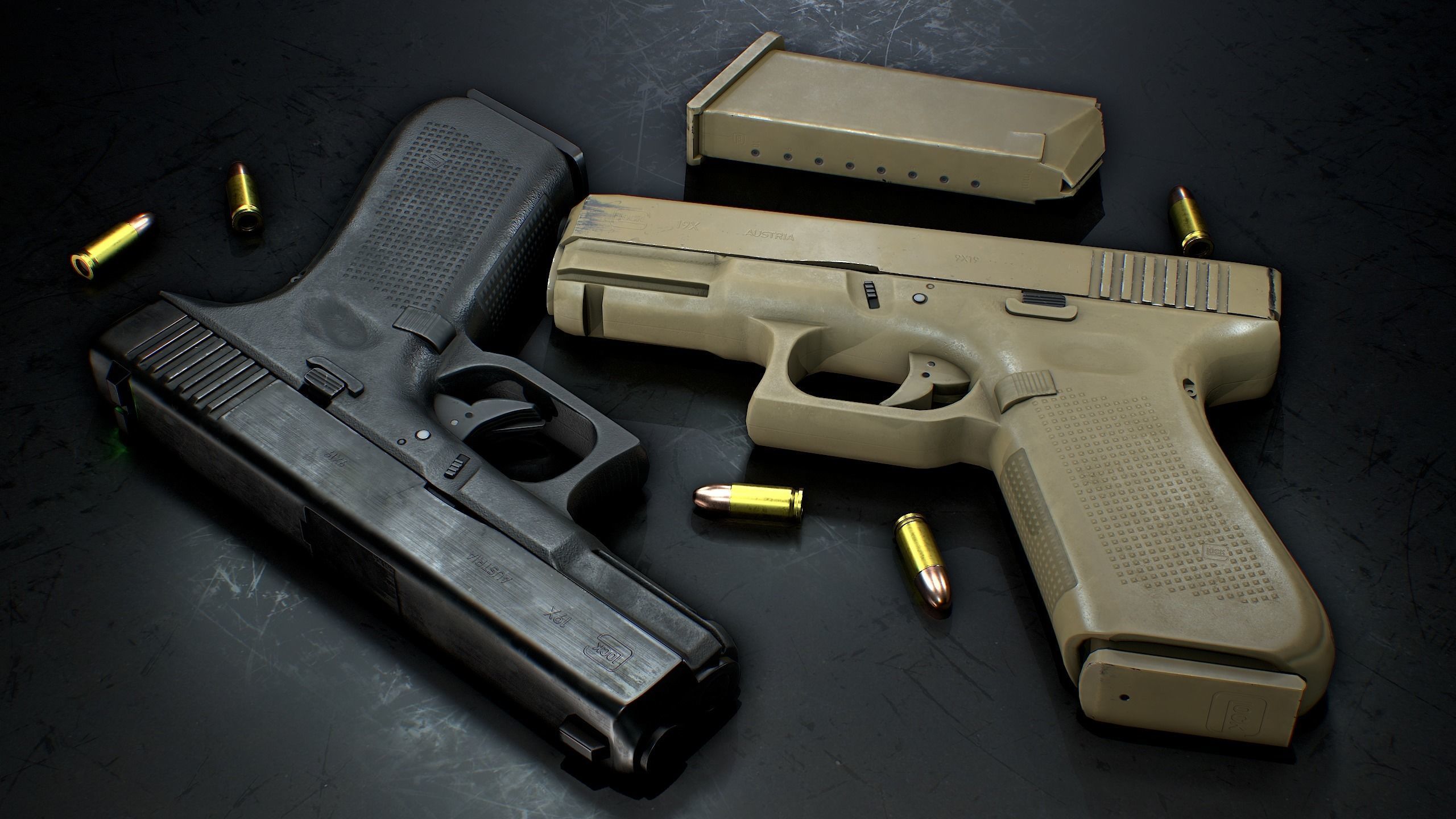 Glock 17 and 19x - Handguns Low-poly 3D model_3