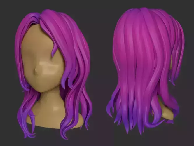  Long Hair Low-poly 3D model