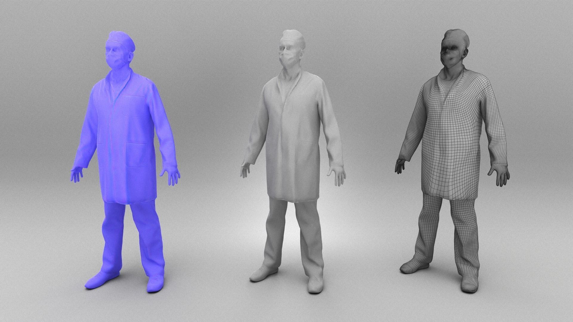 Medical doctor ready for rigging 391 Low-poly 3D model_4
