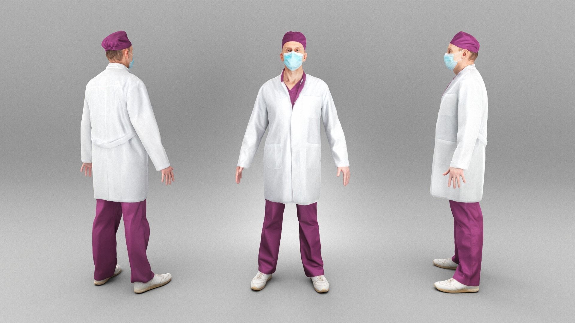 Medical doctor ready for rigging 391 Low-poly 3D model_3
