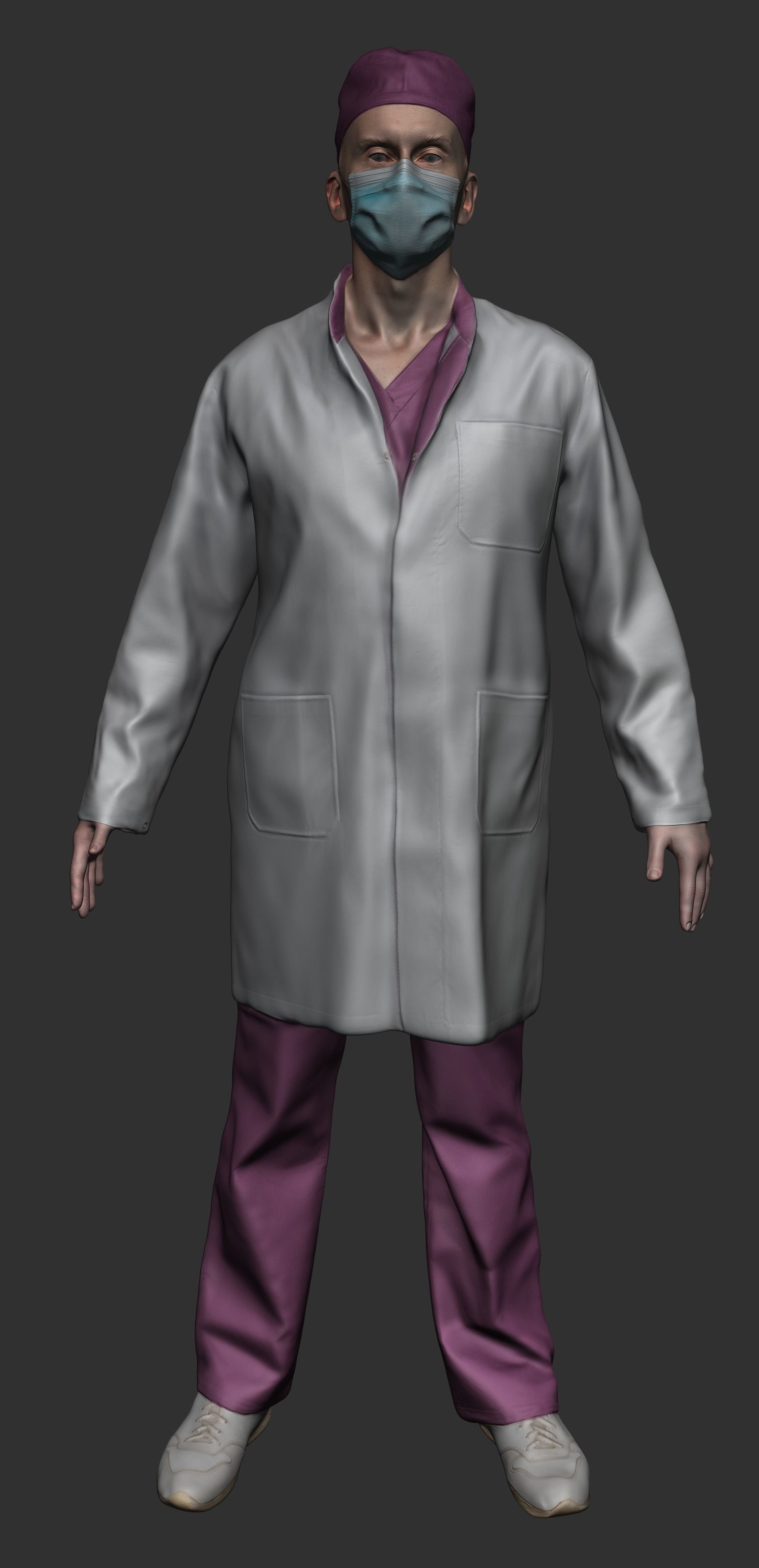 Medical doctor ready for rigging 391 Low-poly 3D model_6