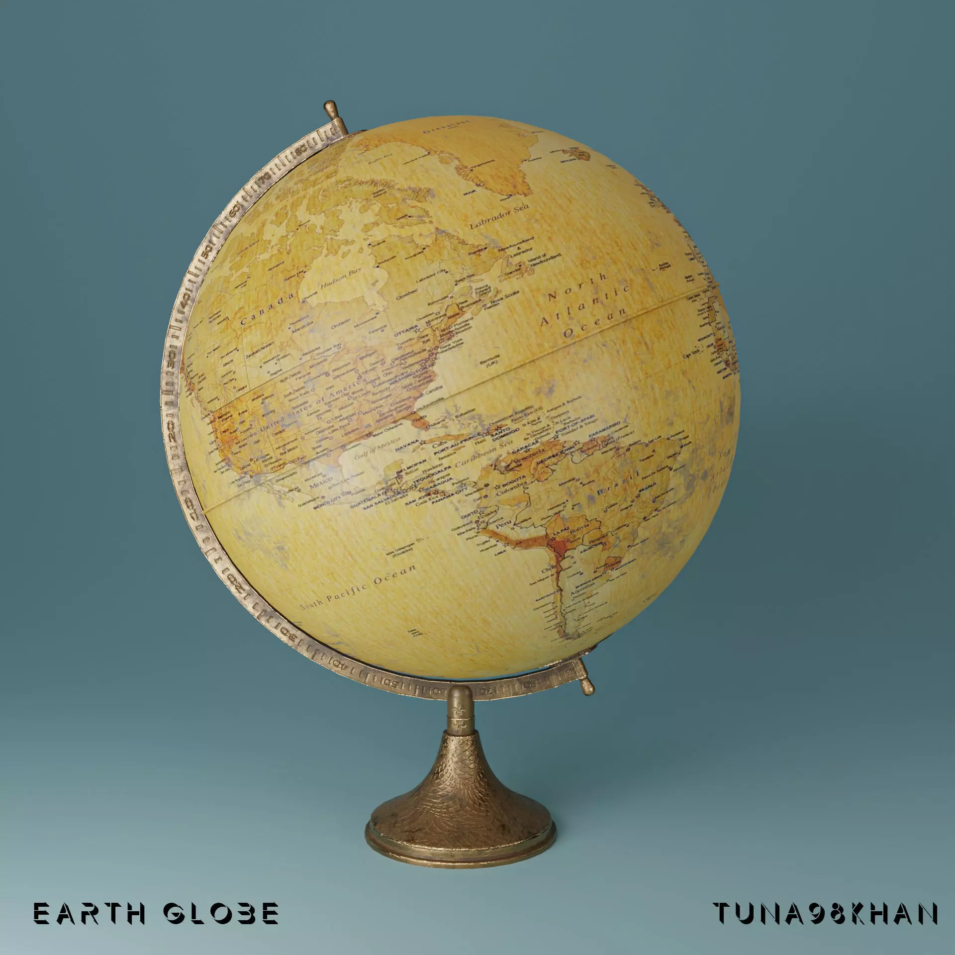 THE OLD EARTH GLOBE Low-poly 3D model