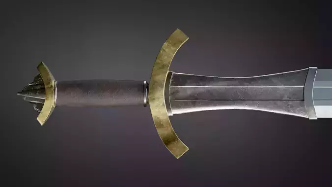 Medieval sword with ricasso Low-poly 3D model