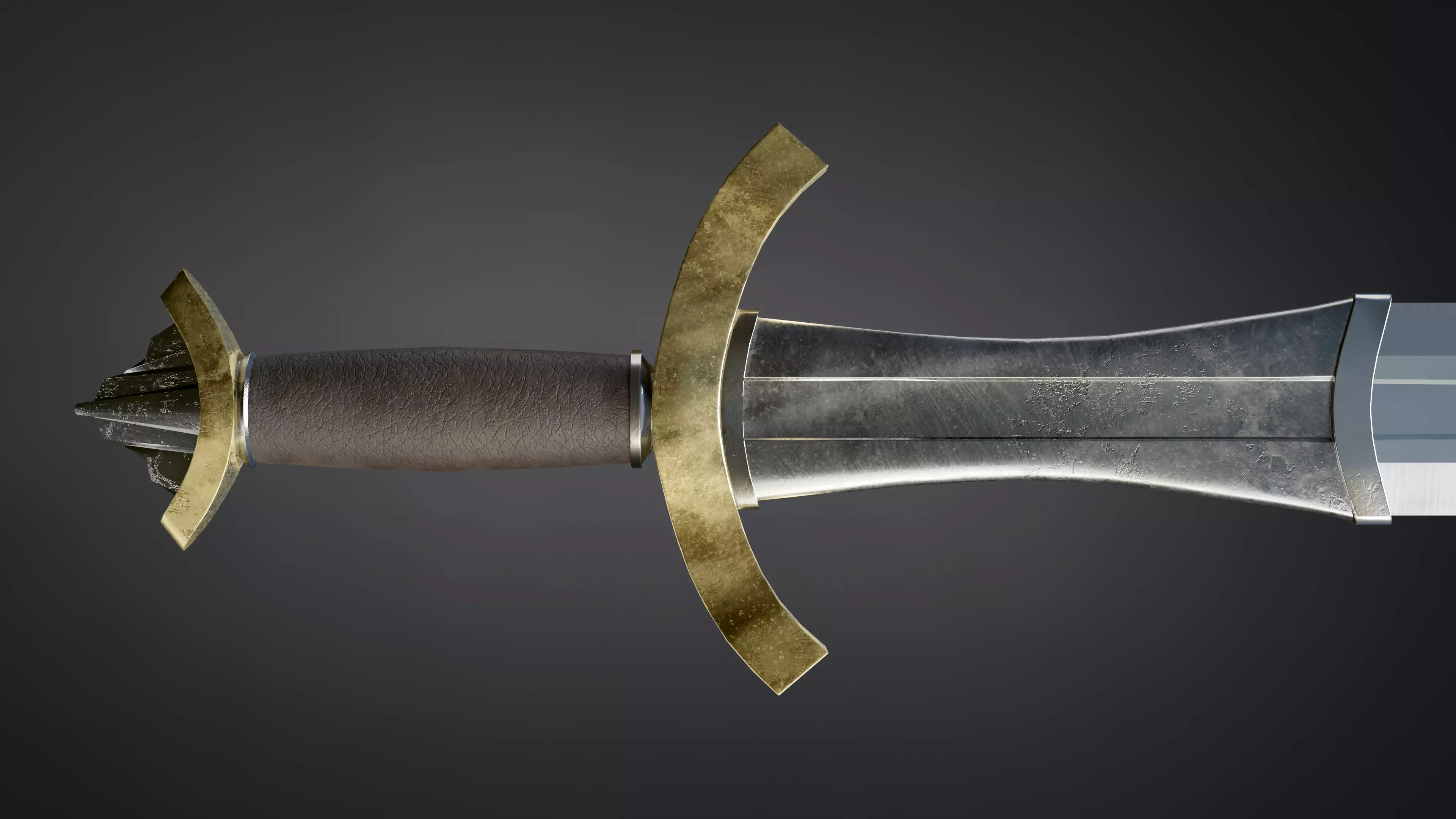 Medieval sword with ricasso Low-poly 3D model_0