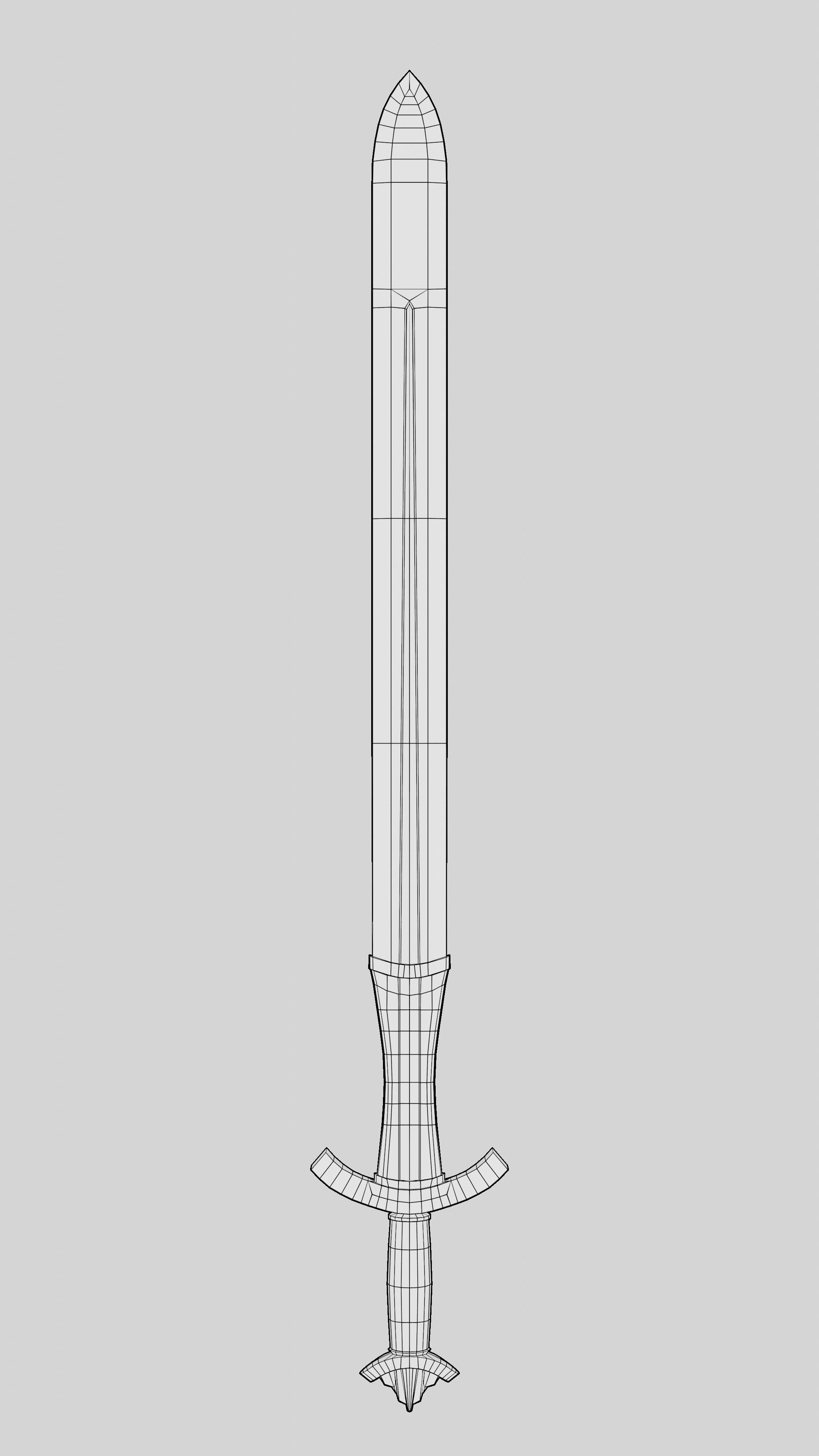 Medieval sword with ricasso Low-poly 3D model_6