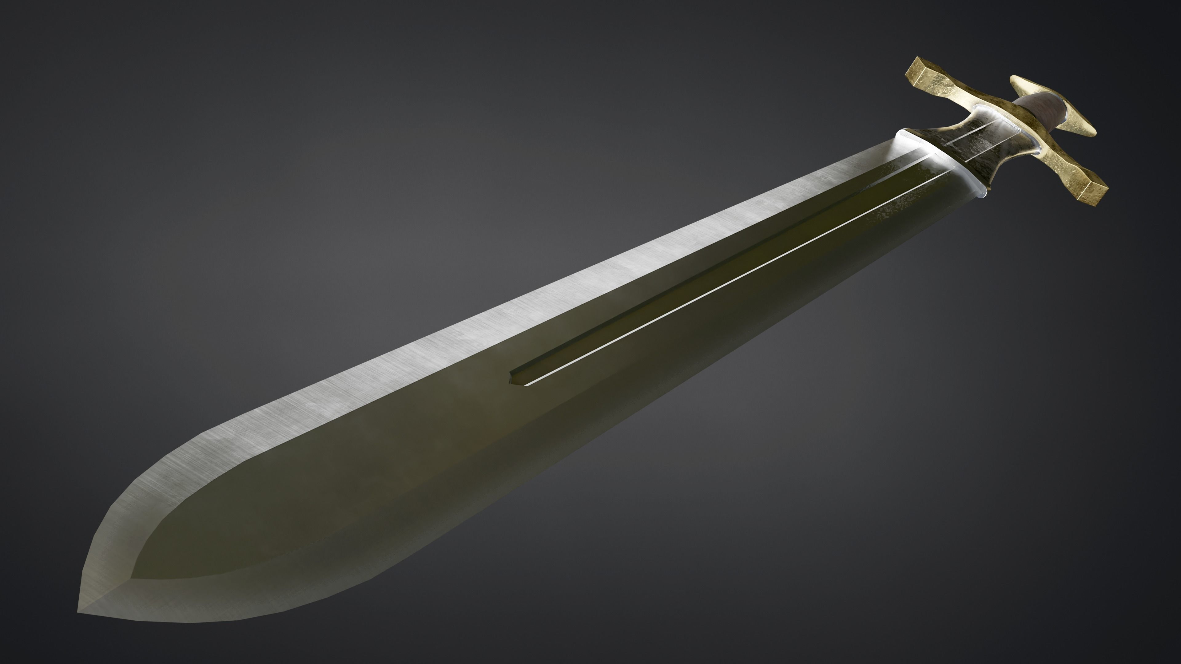 Medieval sword with ricasso Low-poly 3D model_3