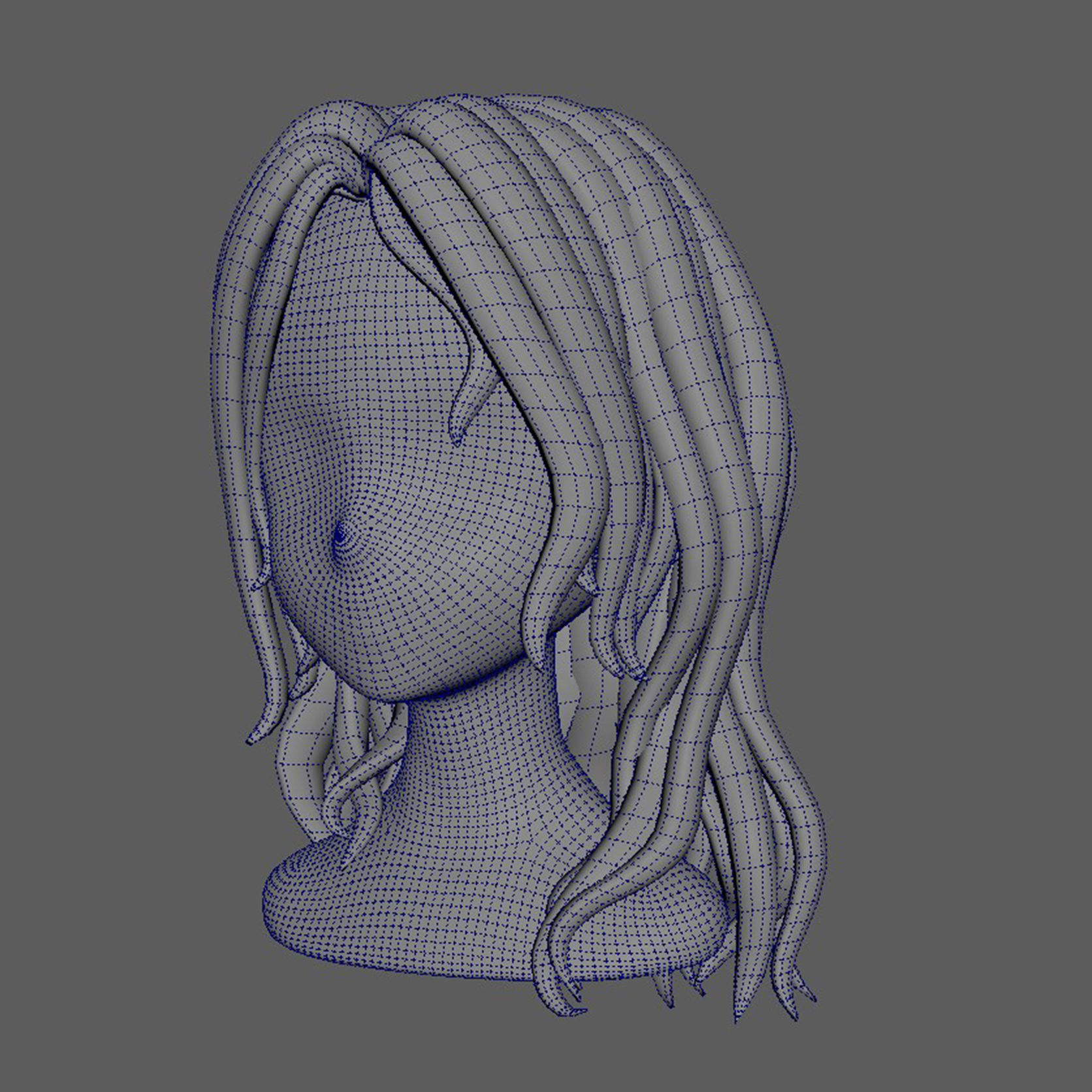 the hair haired girl Low-poly 3D model_19