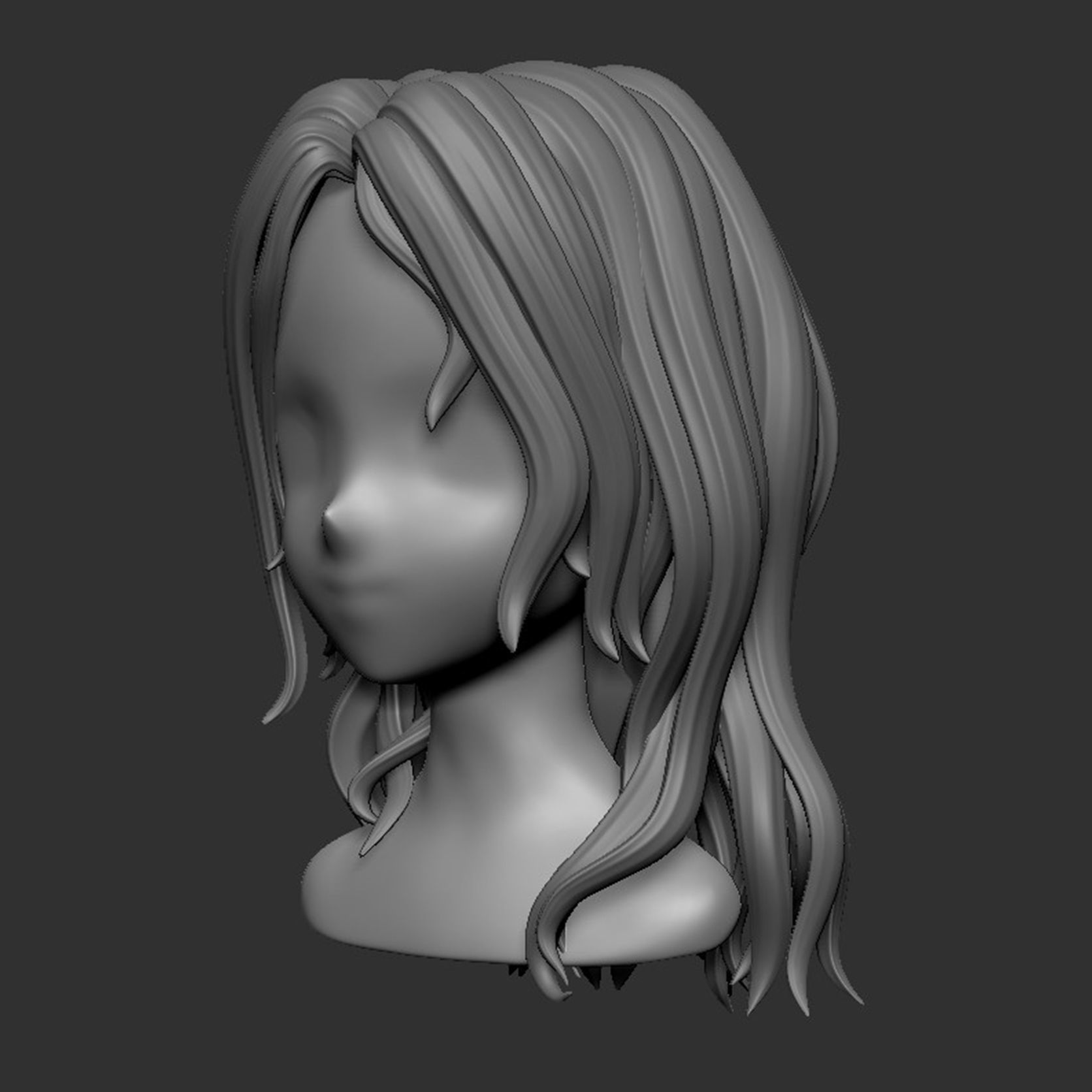 the hair haired girl Low-poly 3D model_14