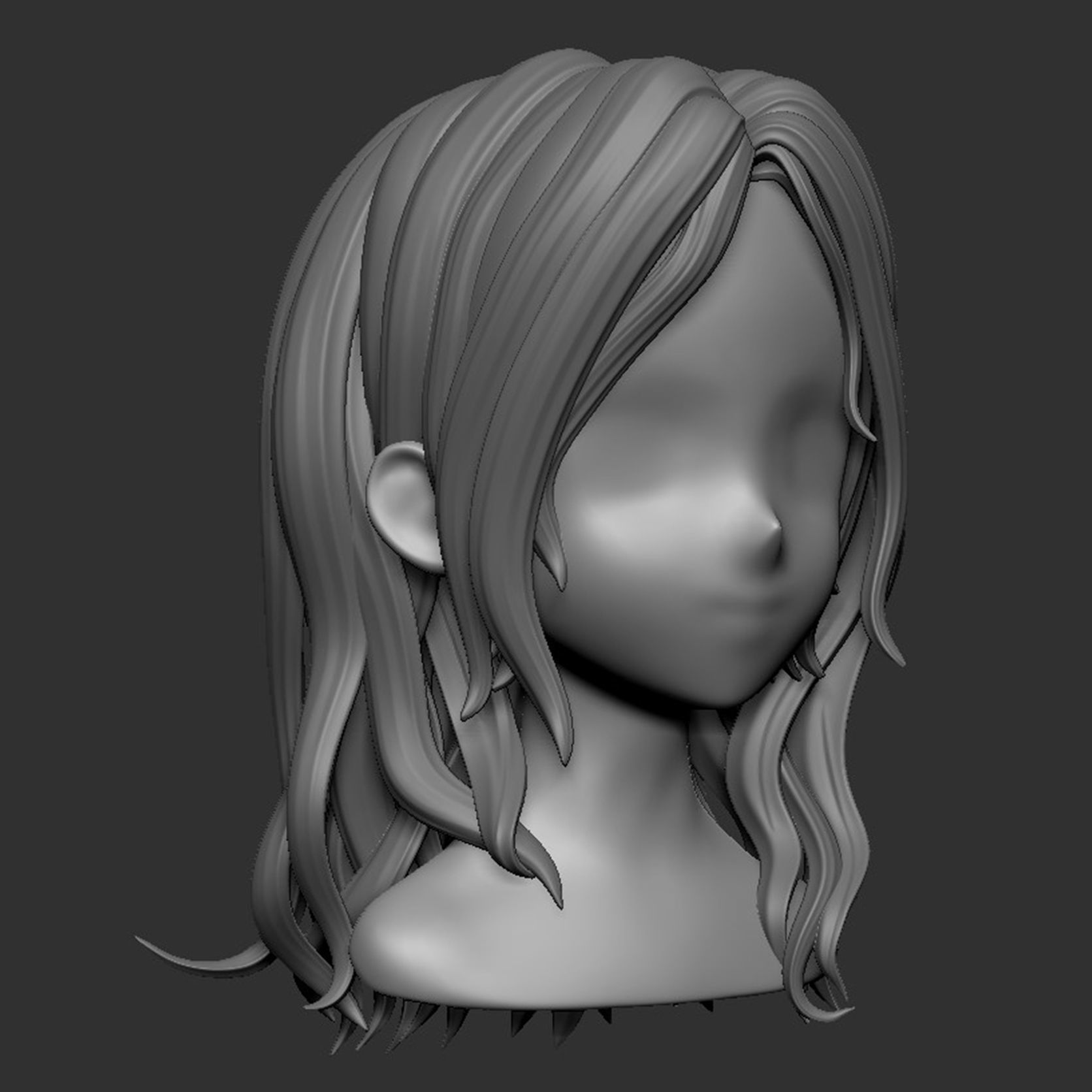 the hair haired girl Low-poly 3D model_8