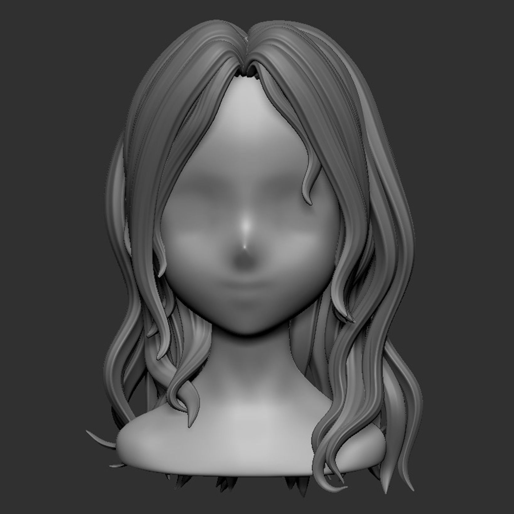 the hair haired girl Low-poly 3D model_7
