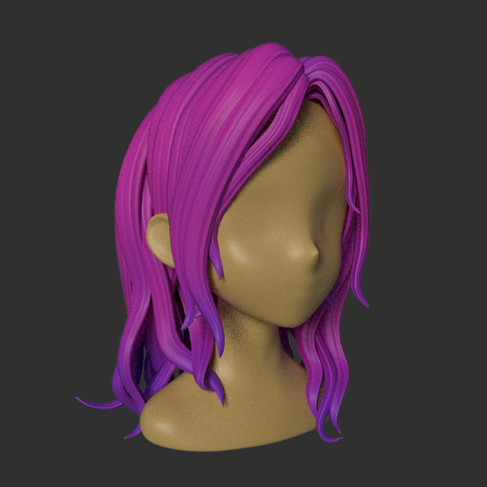 the hair haired girl Low-poly 3D model_5