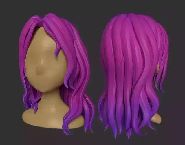 the hair haired girl Low-poly 3D model