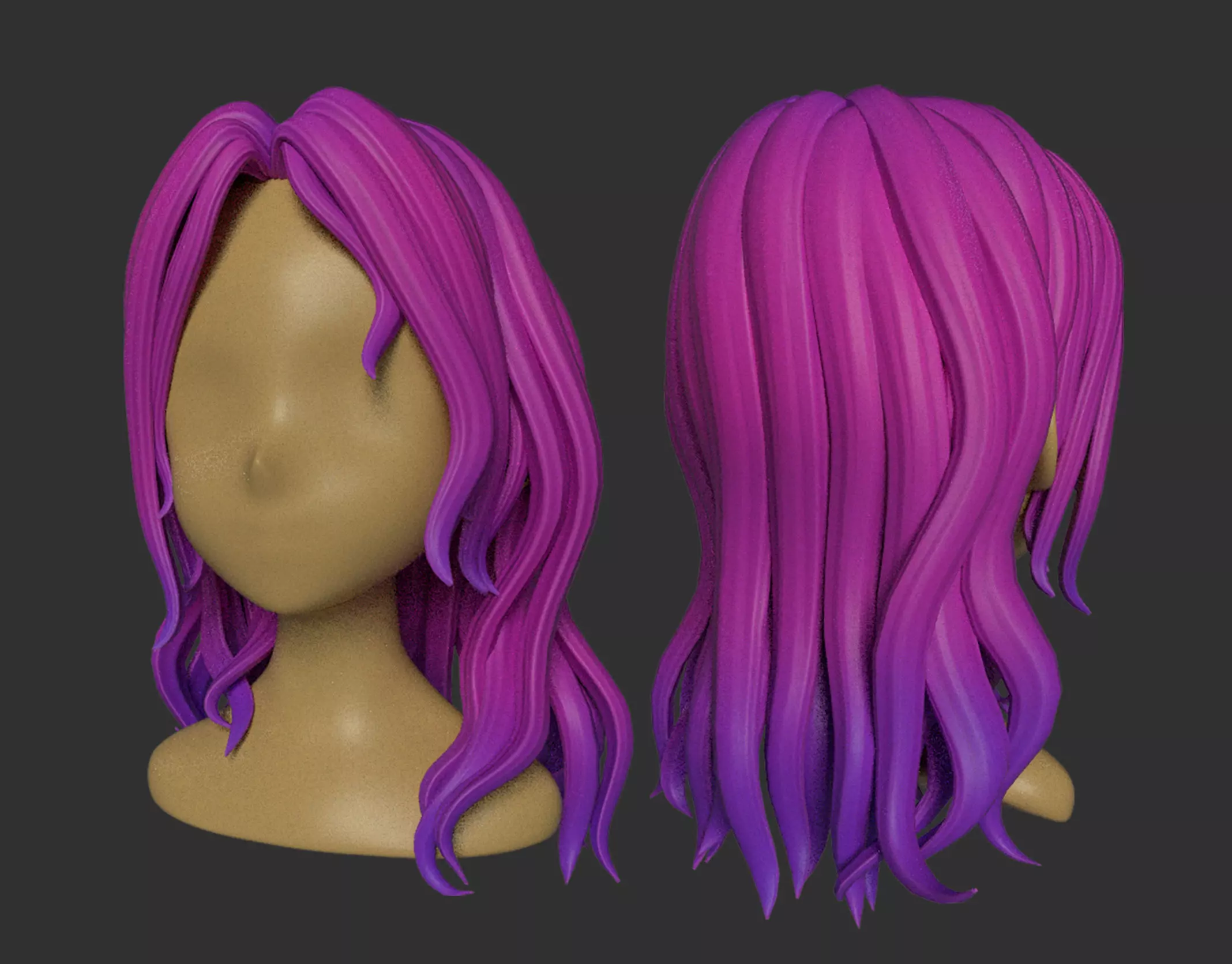 the hair haired girl Low-poly 3D model_0