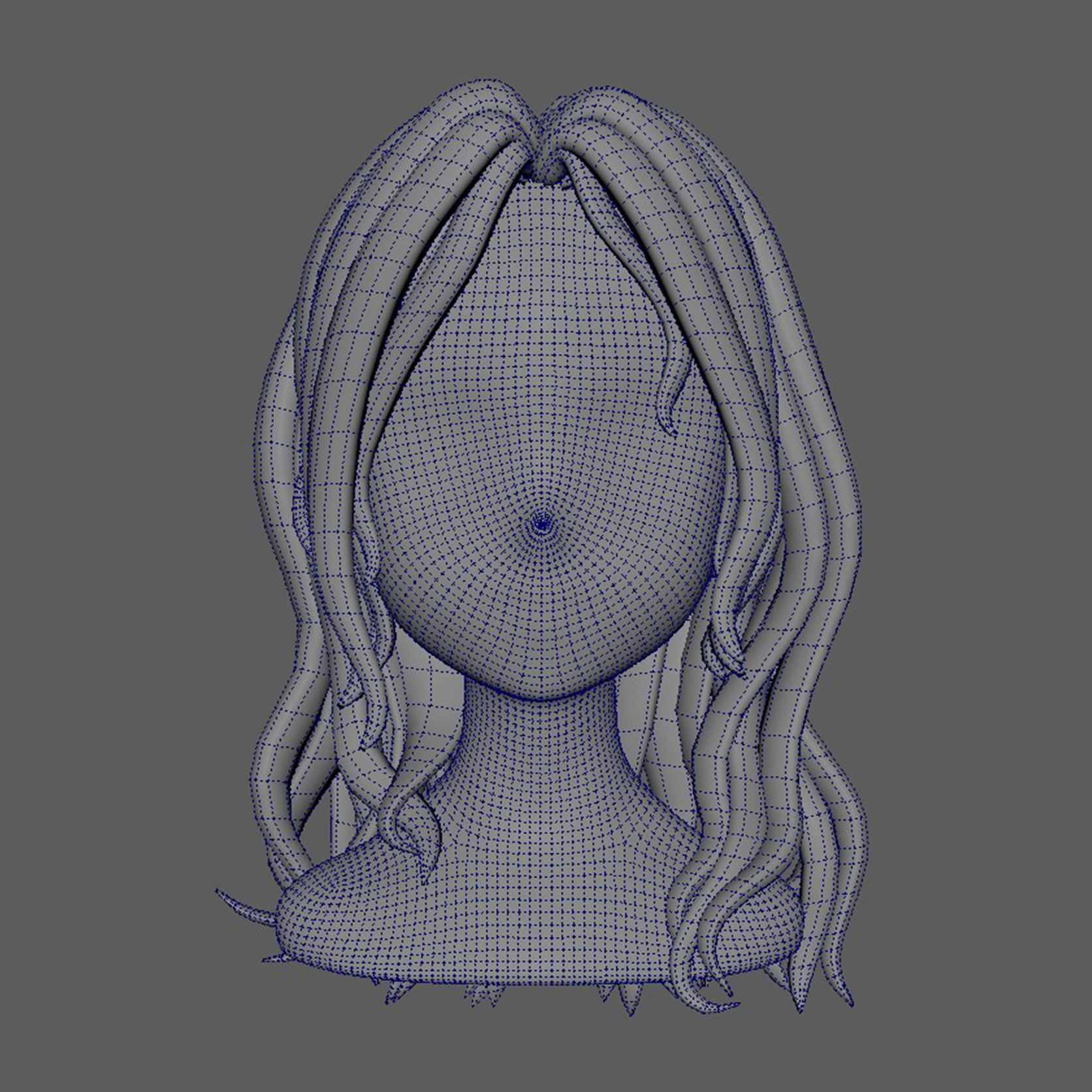 the hair haired girl Low-poly 3D model_15
