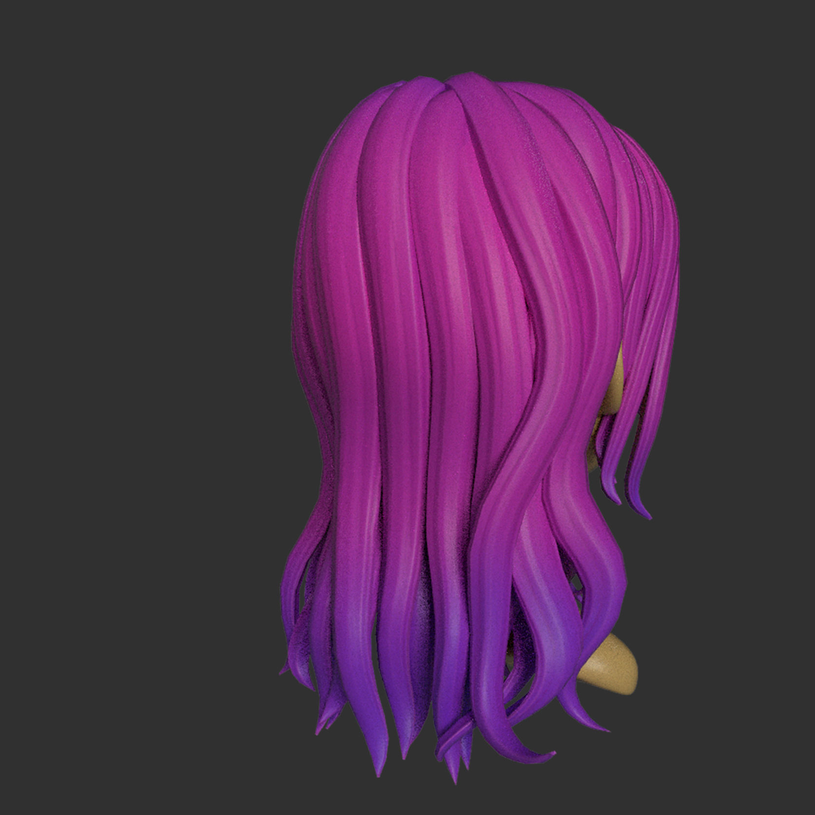 the hair haired girl Low-poly 3D model_3