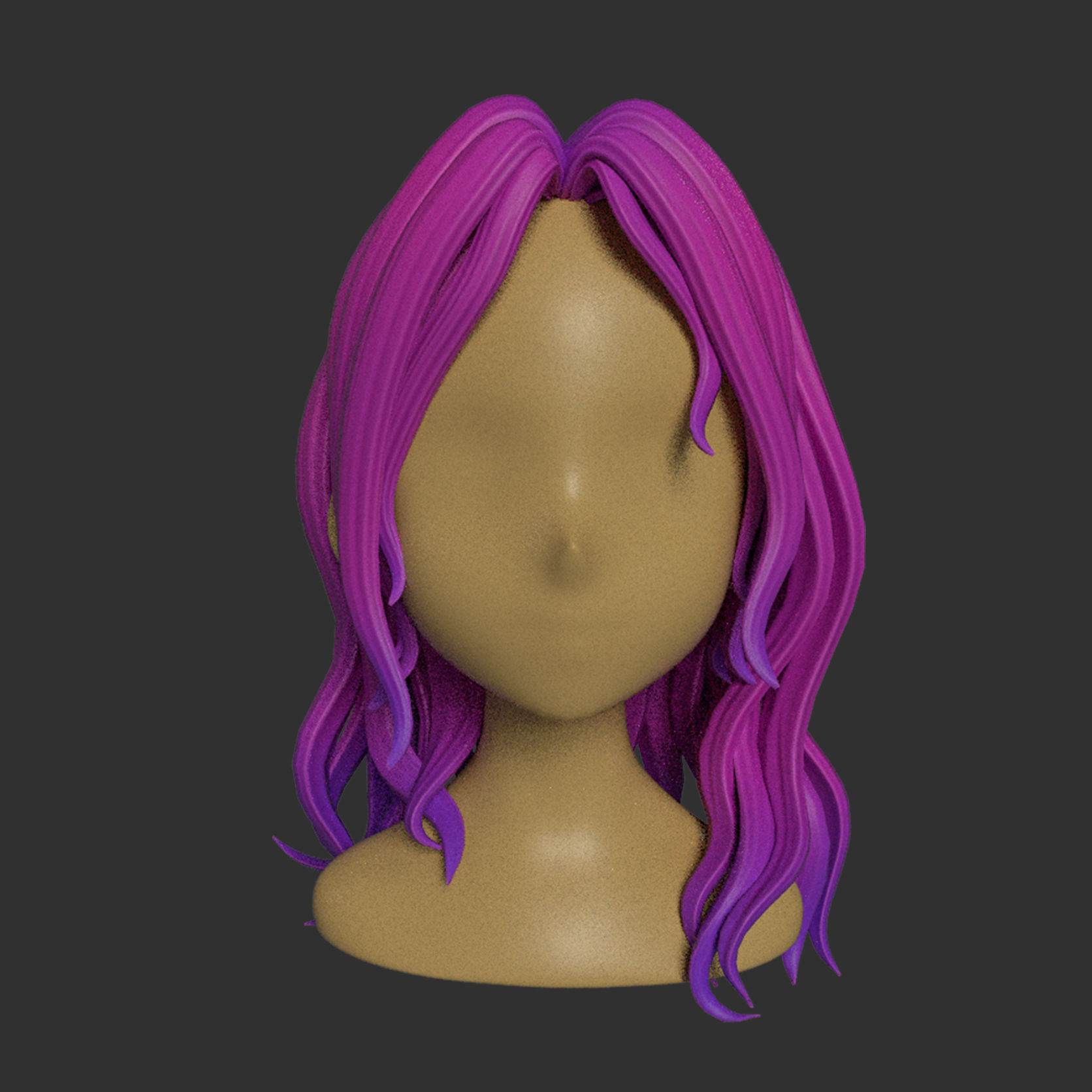 the hair haired girl Low-poly 3D model_1