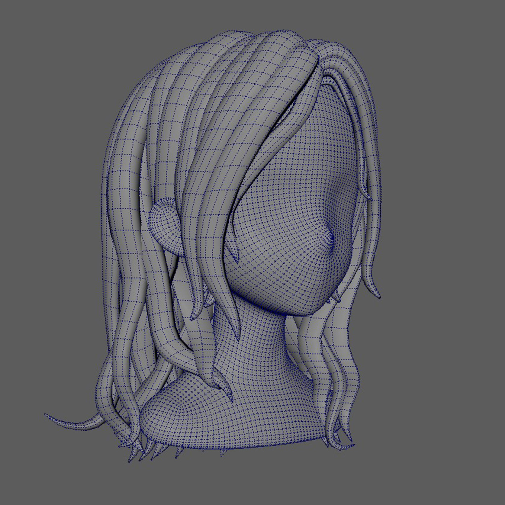 the hair haired girl Low-poly 3D model_16