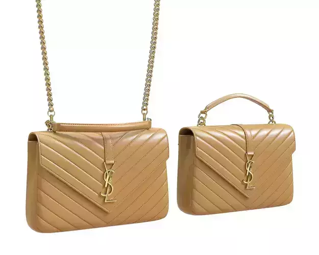 YSL Saint Laurent College Medium Chain Bag Yellow Low-poly 3D model