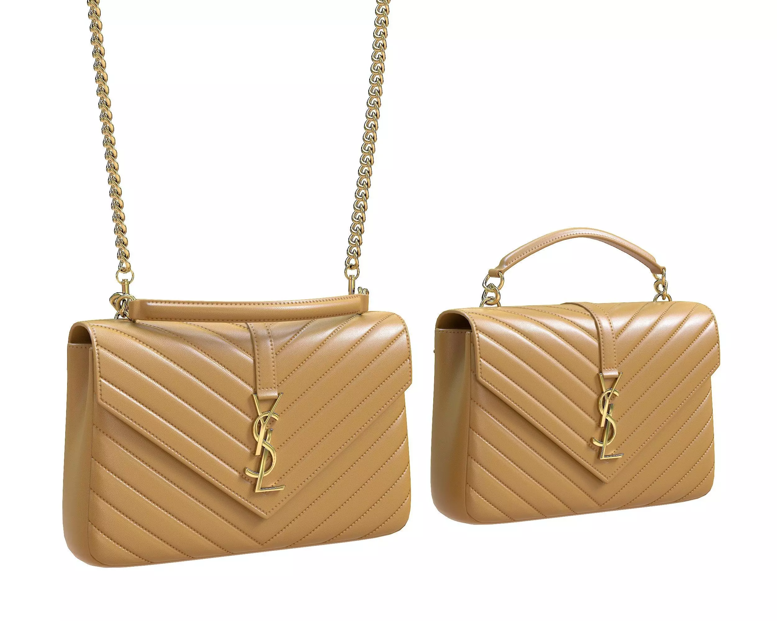 YSL Saint Laurent College Medium Chain Bag Yellow Low-poly 3D model_0