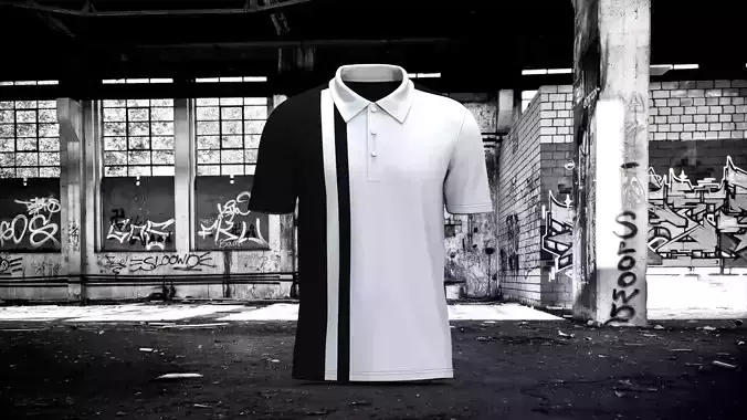 Sustainable Ocean Split Neck Polo Design 3D model