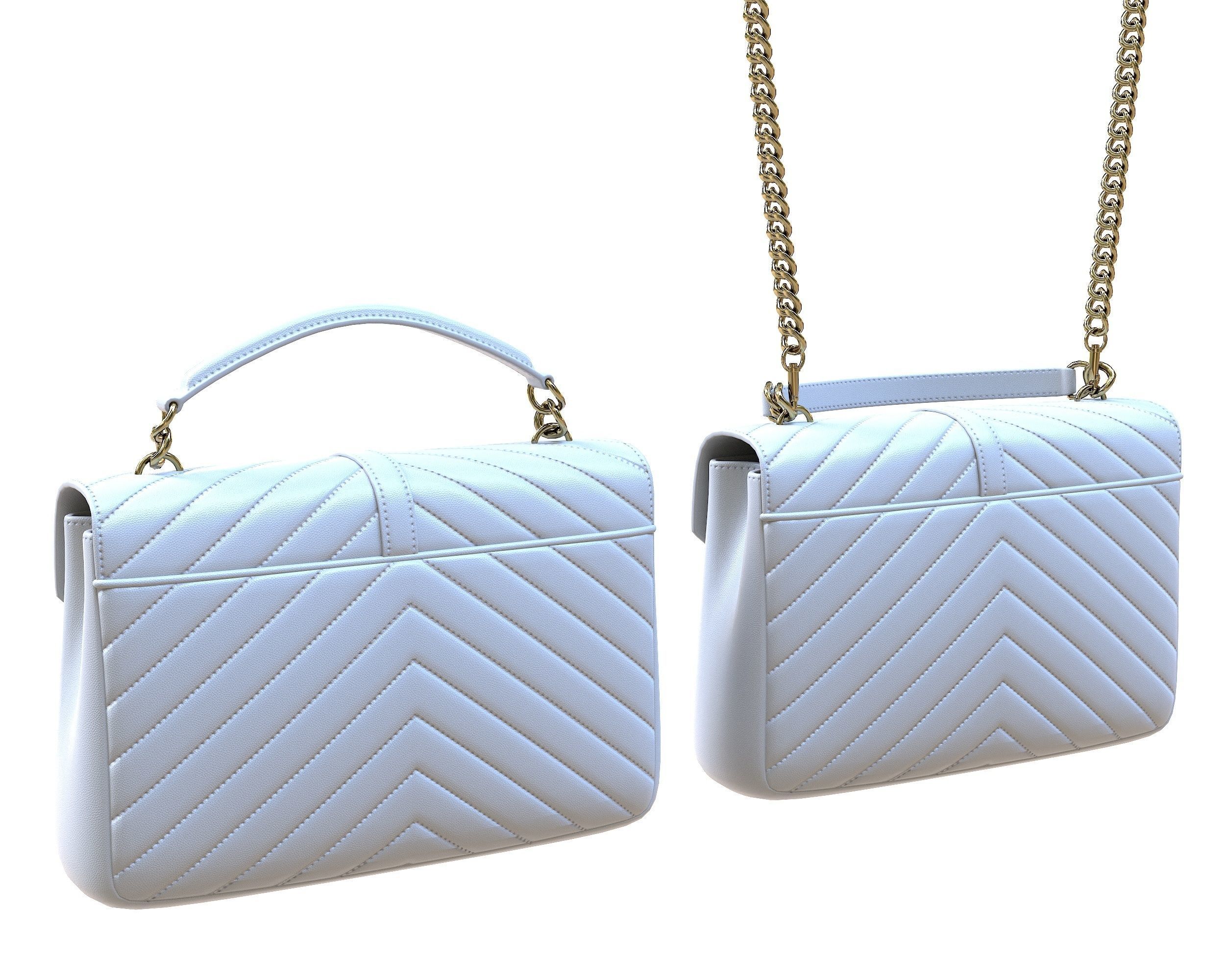 YSL Saint Laurent College Medium Chain Bag White Low-poly 3D model_5