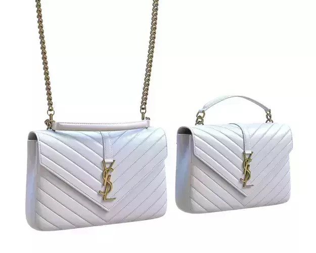 YSL Saint Laurent College Medium Chain Bag White Low-poly 3D model