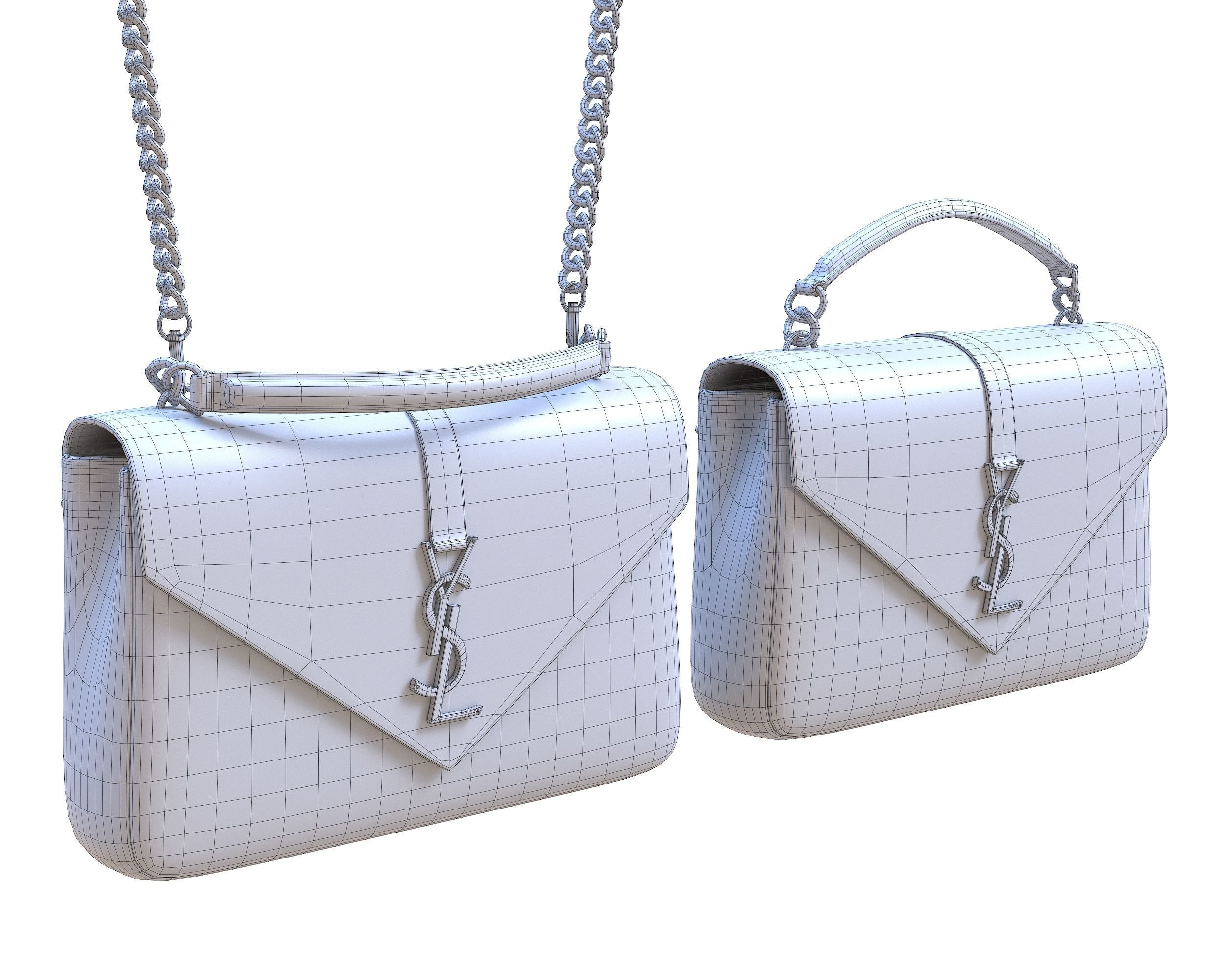 YSL Saint Laurent College Medium Chain Bag White Low-poly 3D model_7