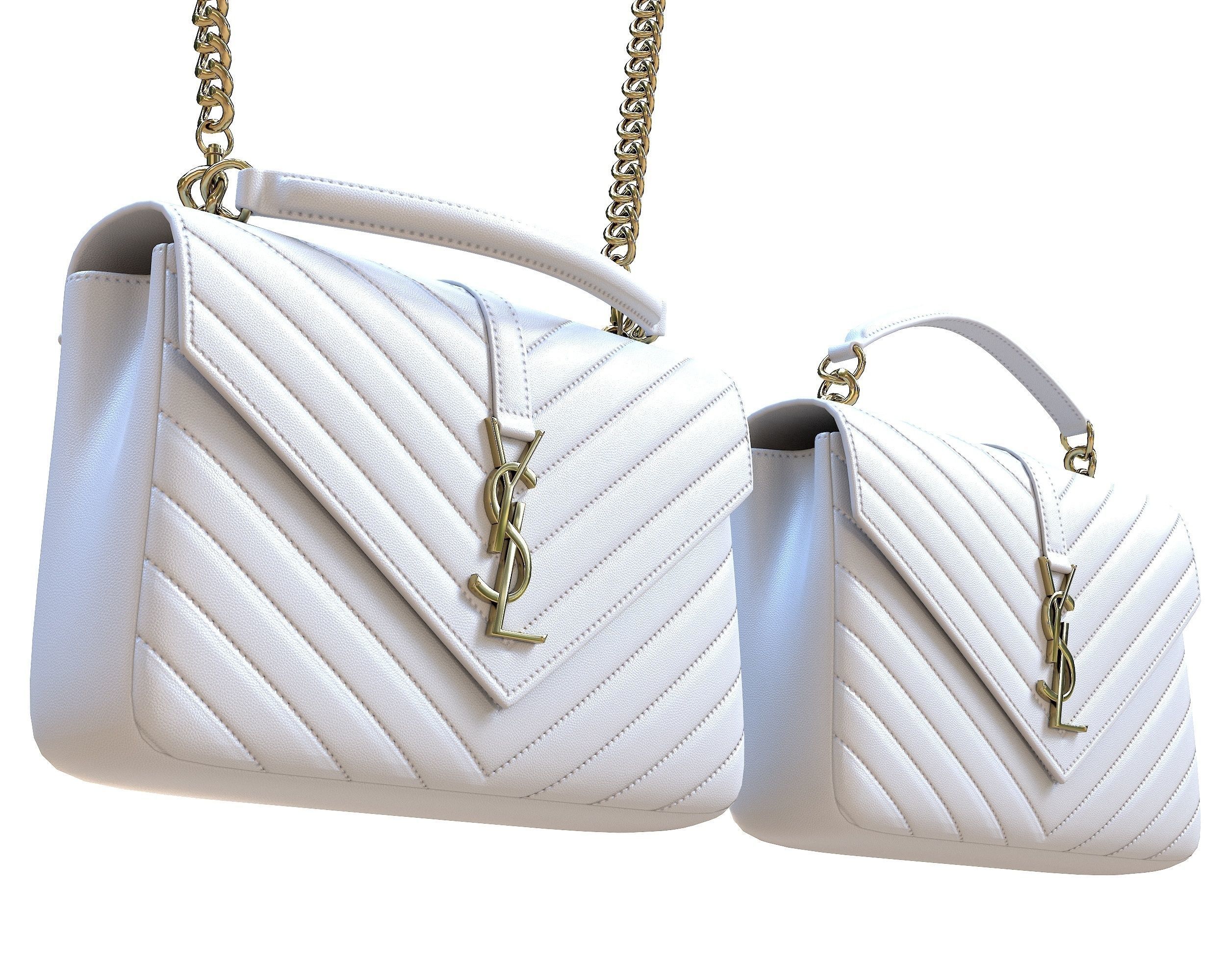 YSL Saint Laurent College Medium Chain Bag White Low-poly 3D model_3