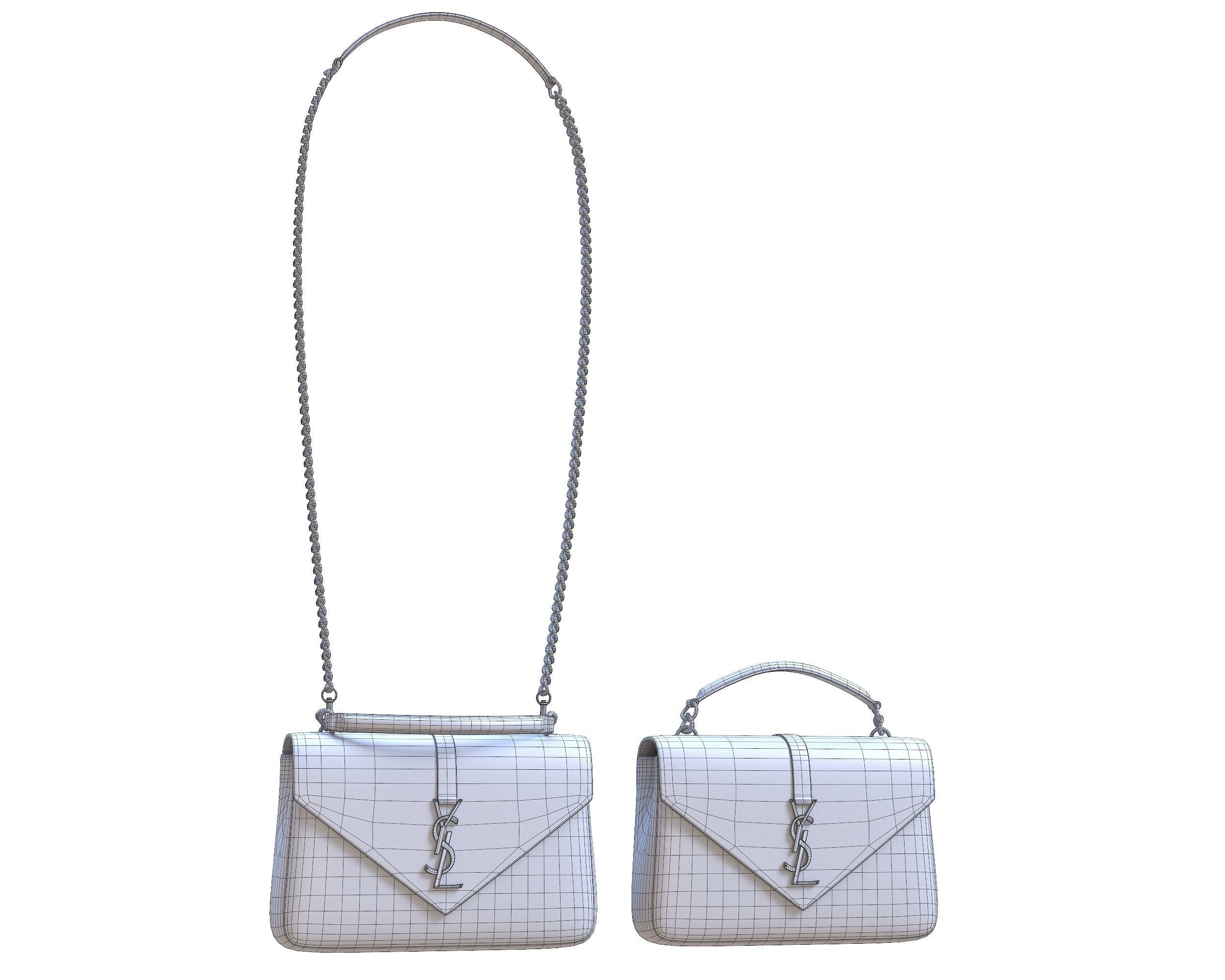 YSL Saint Laurent College Medium Chain Bag White Low-poly 3D model_6