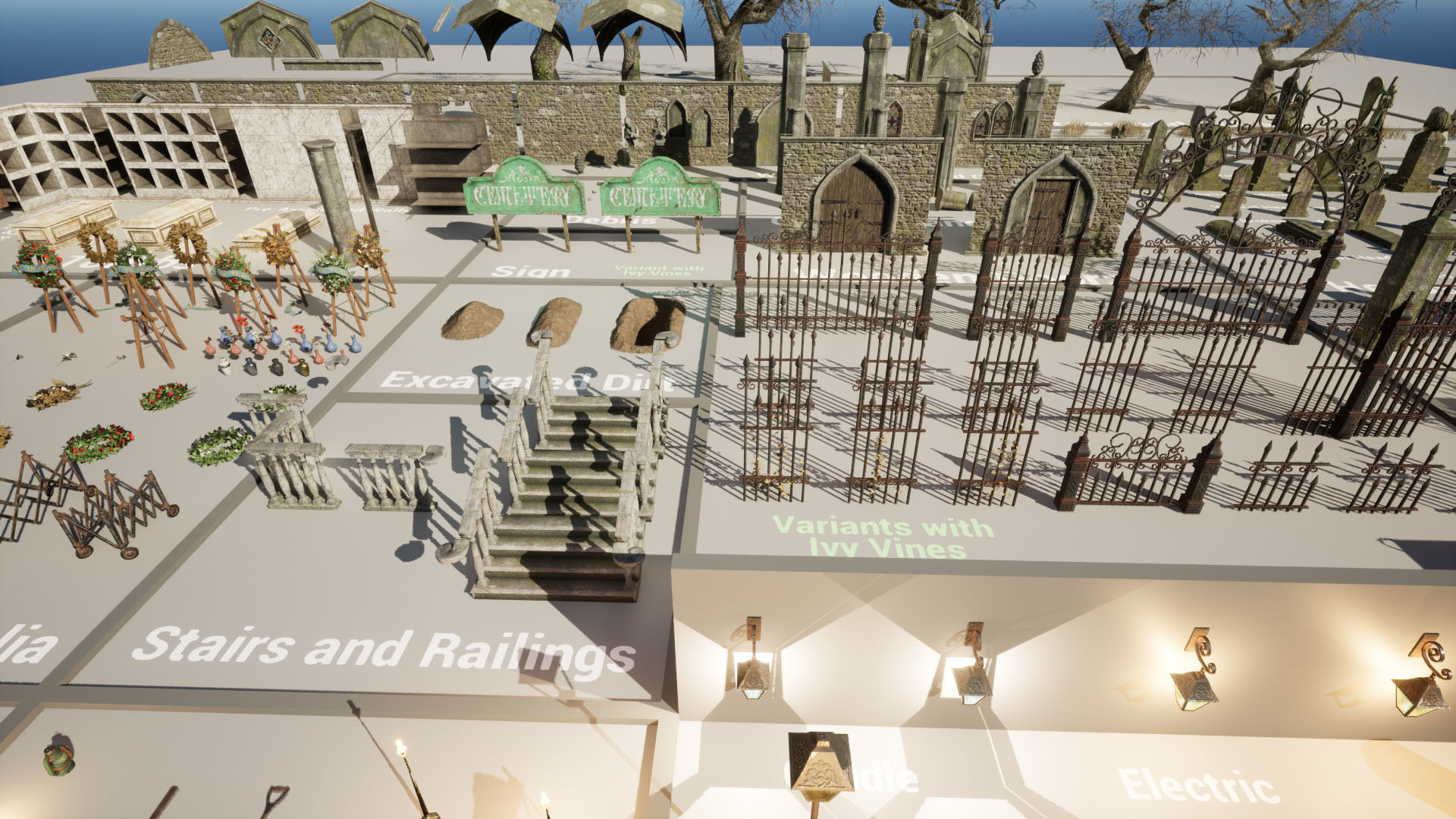 PBR Cemetery Asset Pack for Unreal Engine Low-poly 3D model_18