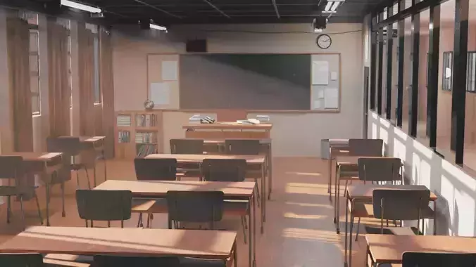 Mordern Classroom 3D Model Low-poly 3D model