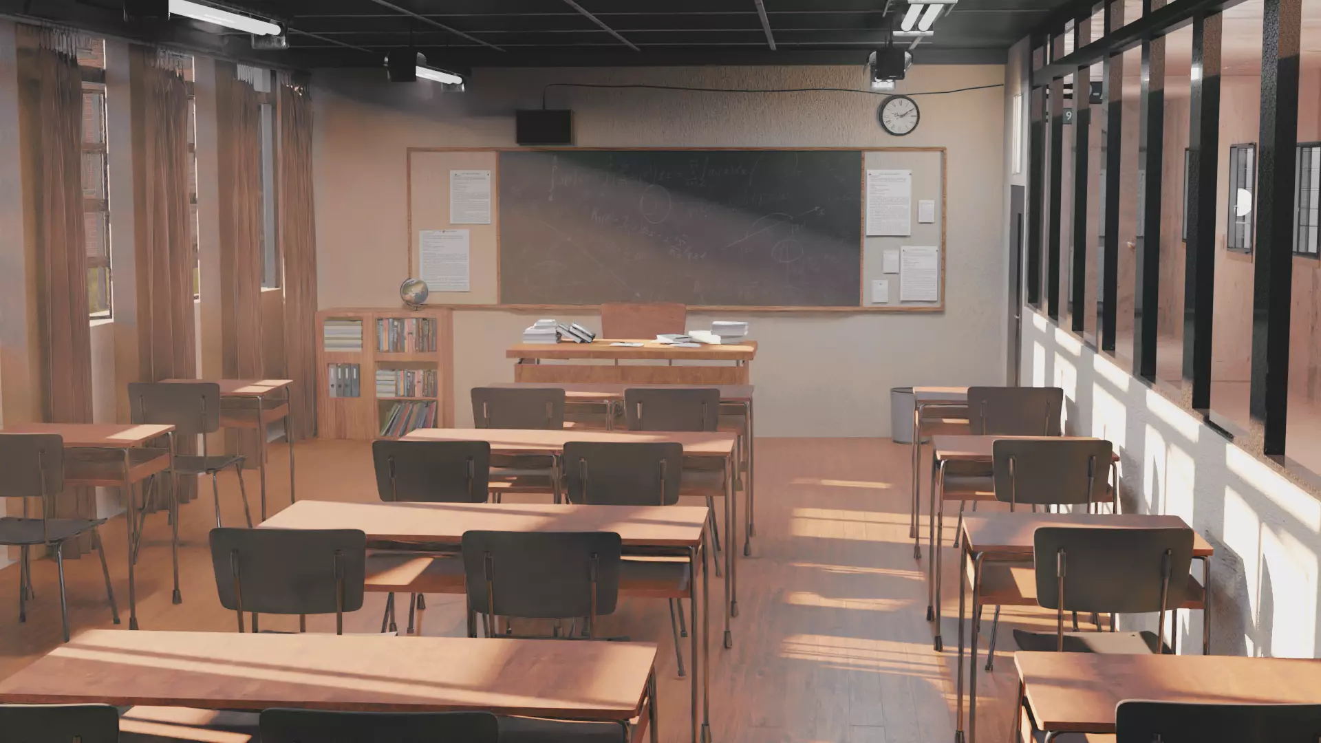 Mordern Classroom 3D Model Low-poly 3D model_0