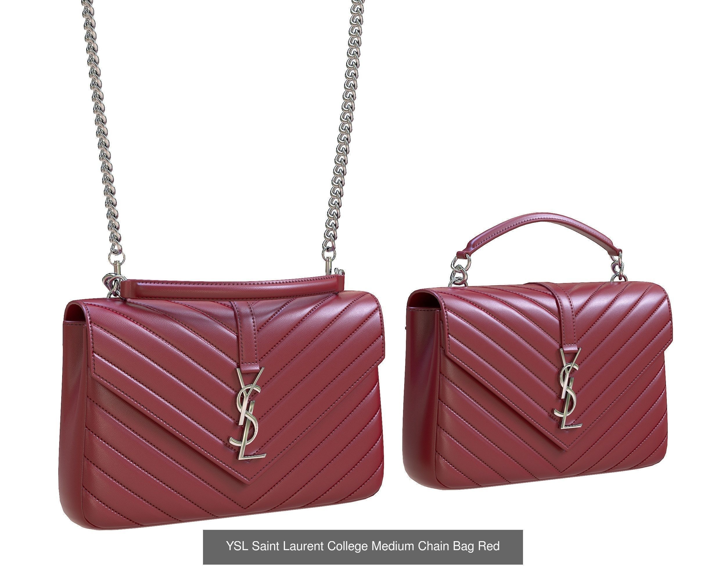 YSL Saint Laurent College Medium Chain Bags 3D Model Collection_7